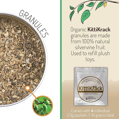 Miniatura 4 de KittiKrack Rock Organic Silvervine - Sustituto de hierba gatera para gatos y gatitos Gránulos de vid plateada cosechados salvajes totalmente