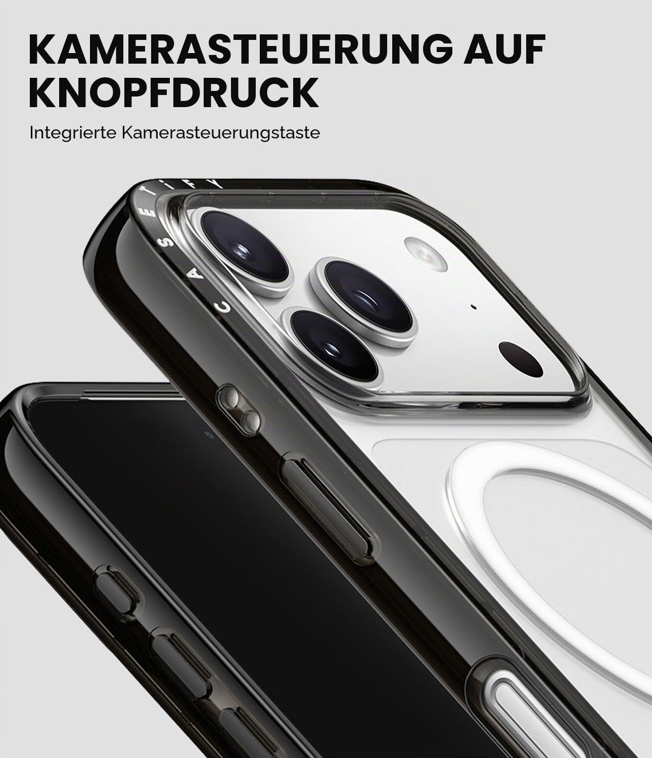 CASETiFY Compact iPhone 17 Pro Hülle [MagSafe-kompatibel/Schlank/Schutz vor Stürzen aus 1,2 m] - Lipstick Kisses - Transparentes Schwarz | Schlank und schlank, 1,2 m, 2 x Fallschutz in Militärqualität, Lippenstift-Küsse, Schwarz