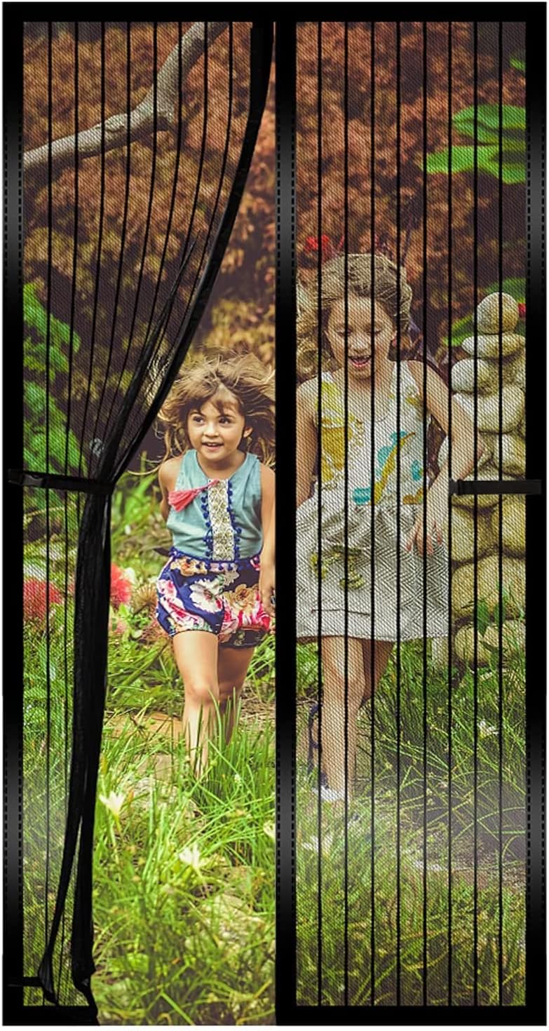 Magnetic Fly Screen Door 110 * 220cm, Heavy Duty Bug Mesh Curtain with Powerful Magnets,Keep Bugs Out Lets Fresh Air in