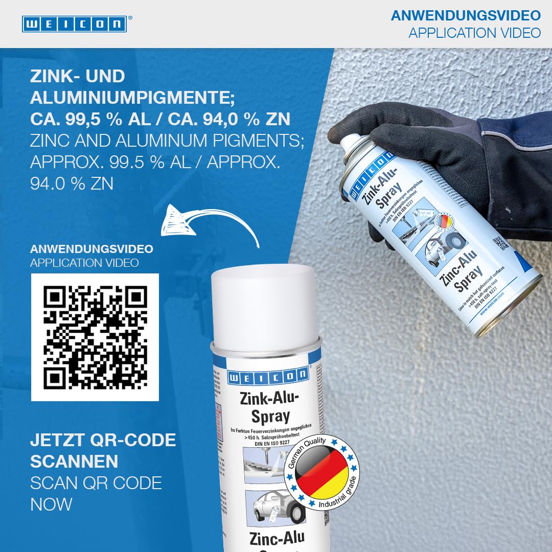 WEICON Spray cynkowo‑aluminiowy 400 ml, ochrona antykorozyjna metali, kolor: świeże cynkowanie ogniowe