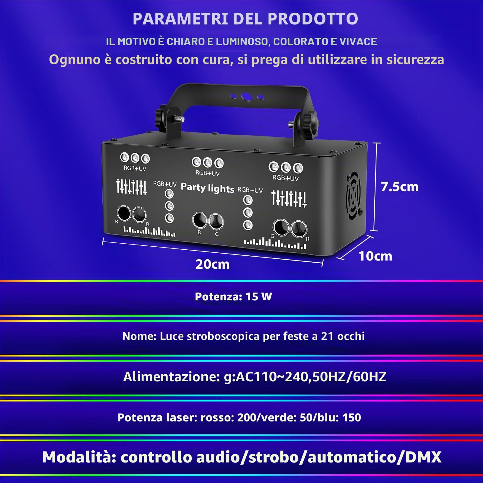 Luce discoteca Luce di Festa, DMX Effetti Luce LED RGB Proiettore DJ Musicale Controllato Luci Discoteca Per KTV Riunione Famiglia Matrimonio Compleanno Halloween