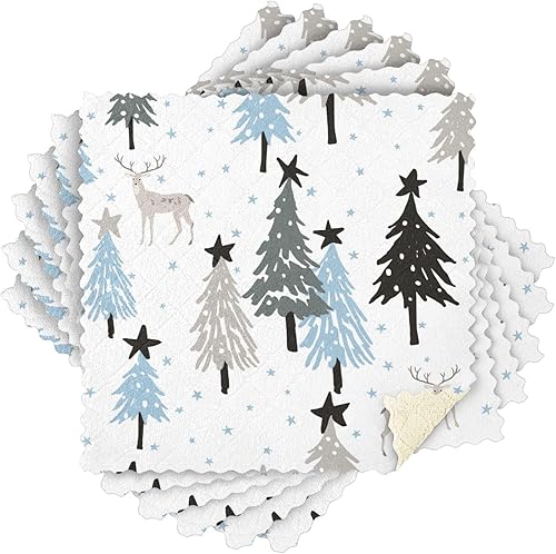 Miniatura 7 de KLL Christmas Pattern White Stars Microfiber Kitchen Coffee Cotton Tea Towels Kitchen Hearth and Hand Kitchen Towels Terrycloth Dish Towels