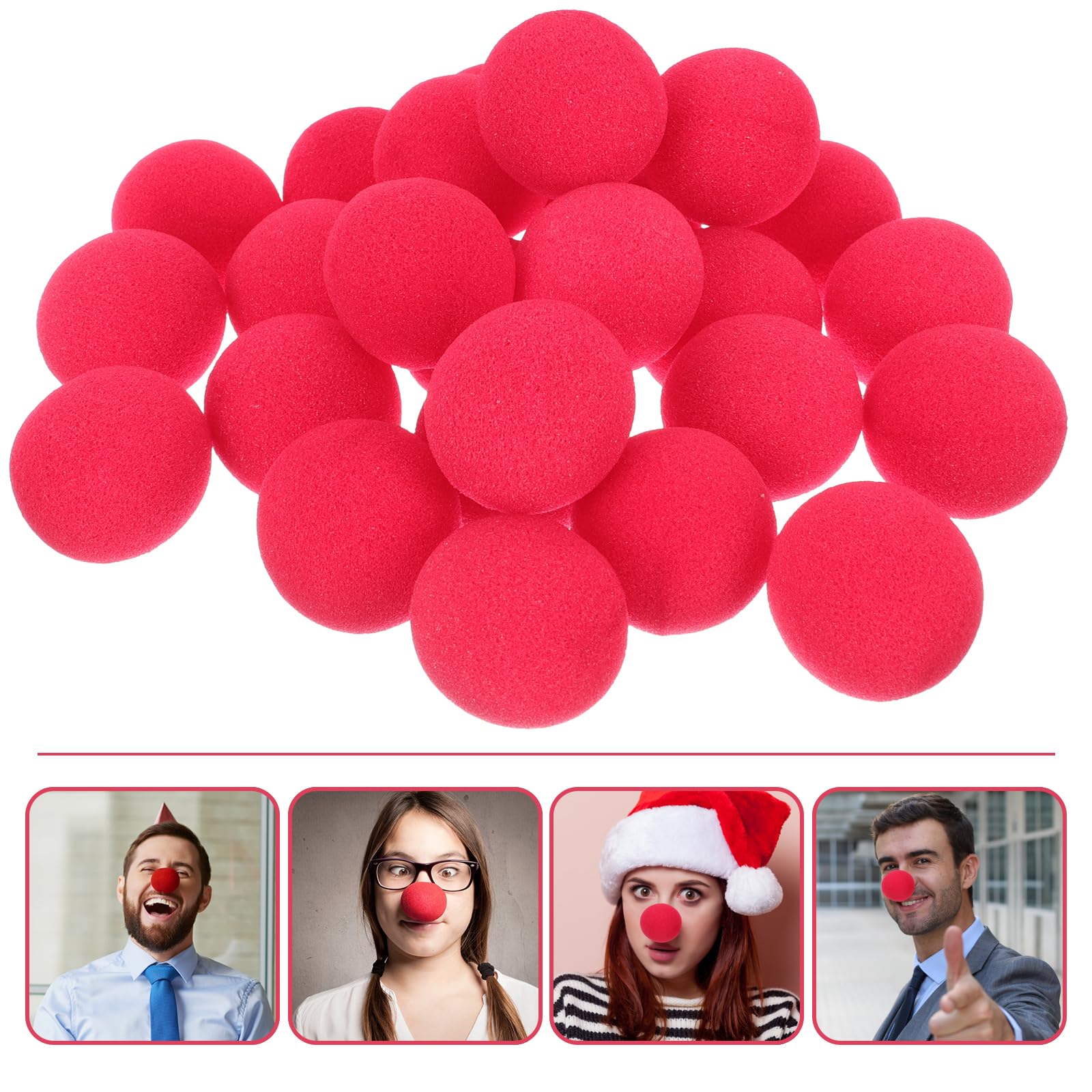 EXCEART 100 Unidades de Nariz roja de Esponja roja de chirriante nase de Rojo de Espuma Nariz de Halloween