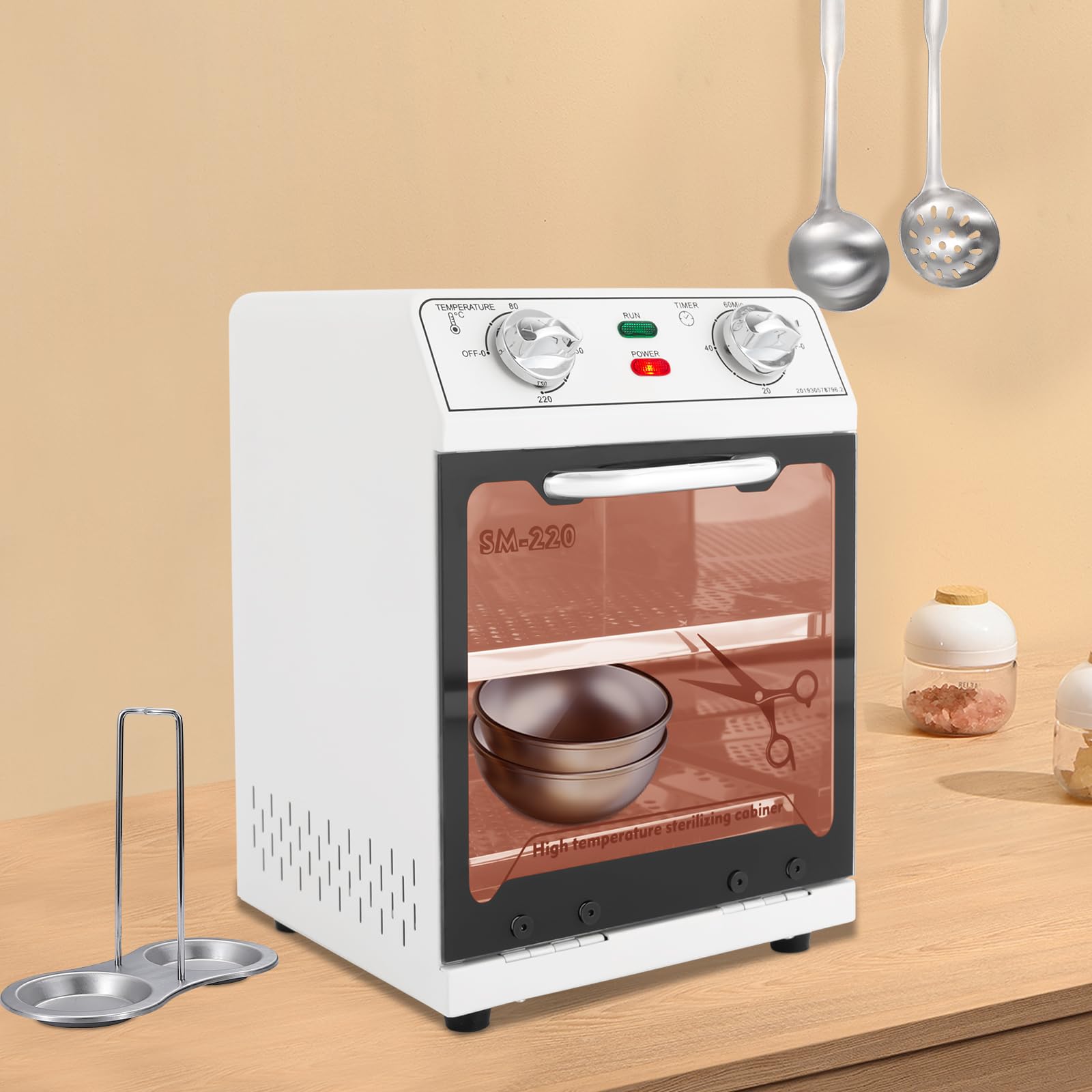 Hochtemperatur Sterilisator, 8L Heißluftsterilisator mit Timer und Temperaturregelung(0-220°C), Heißluftsterilisator für Haarwerkzeuge,Nagelstudios,Spa