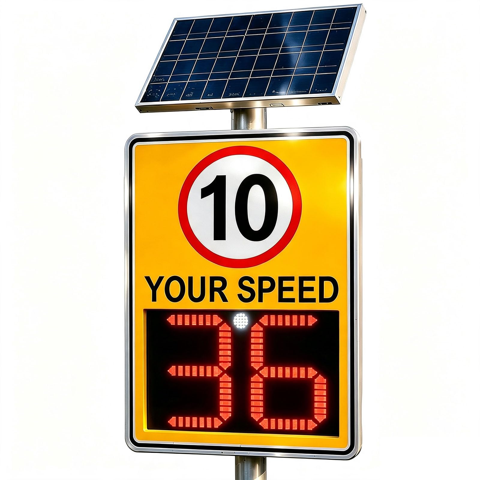 20x28 IN, 10 MPH Solar Powered LED Speed Limit Sign with Instant Feedback