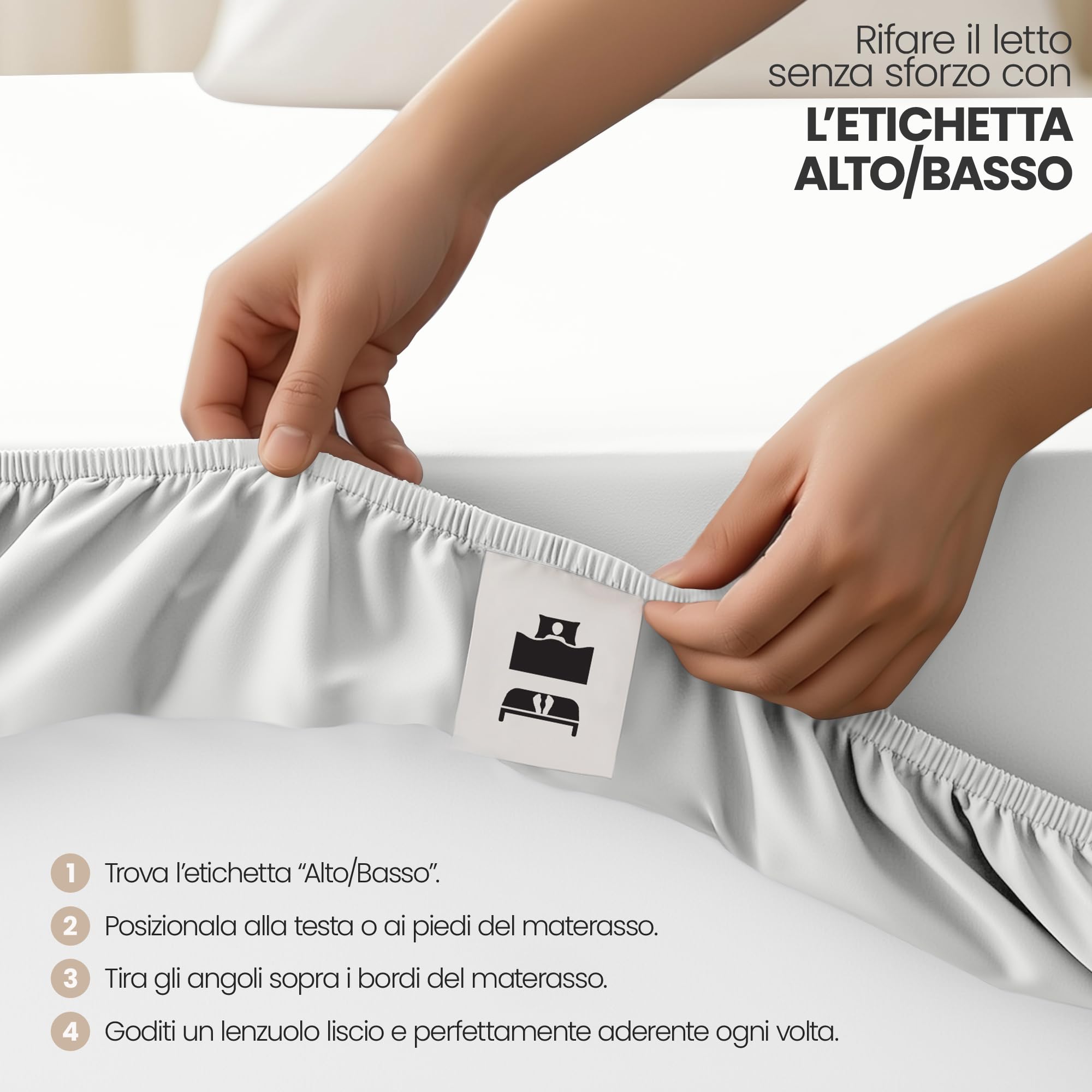 Utopia Bedding Set di 2 Lenzuolo con Angoli Due Piazze Matrimoniale - 180x200cm - Bianco - Microfibra Spazzolata - Lenzuolo sotto con Angoli Elasticizzato