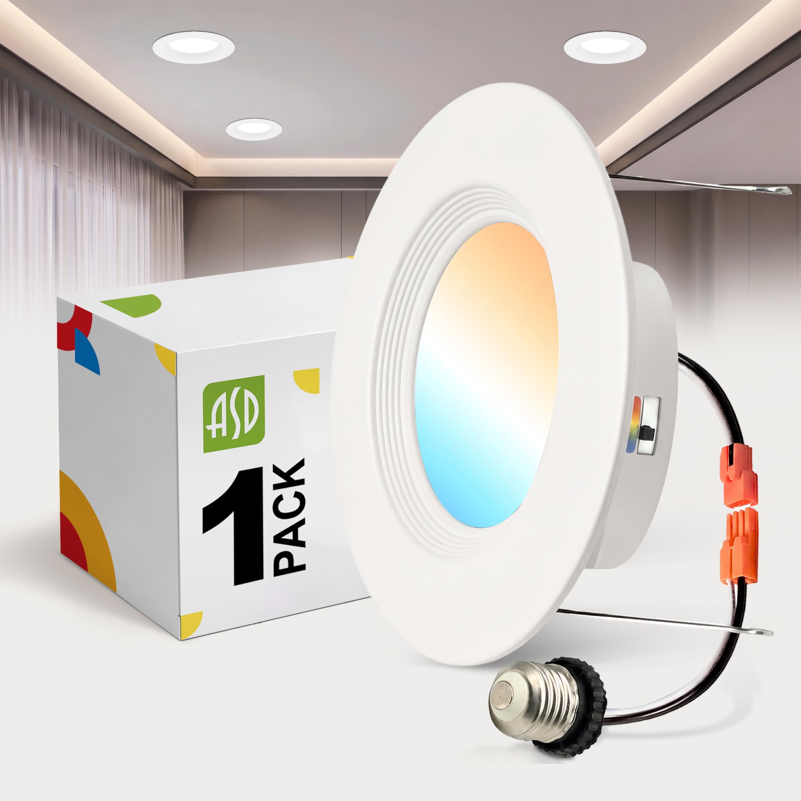 ASD 1 Pack Retrofit LED Recessed Lighting 6 Inch