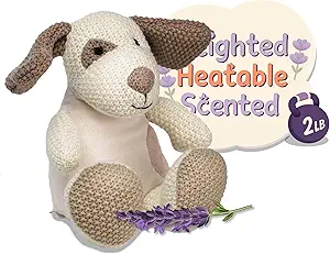 WILD BABY Microwavable & Weighted Plush Toy - Dog Stuffed Animal for Comfort & Warmth - Soft, Heatable Plushie for Snuggles - Great for Kids, Toddlers & All Ages