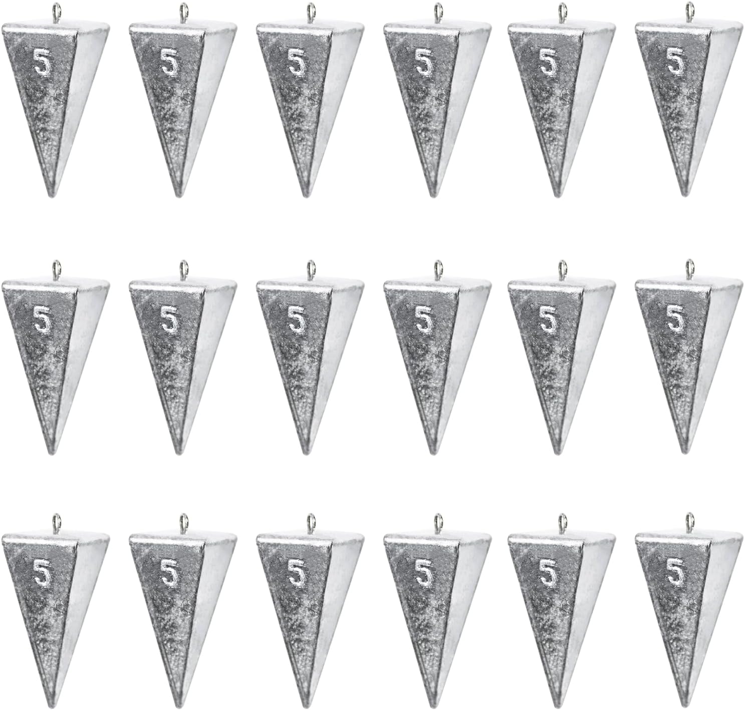 18PCS Pyramid Fishing Weights - Pyramid Sinkers for Saltwater Ocean Surf Bass Fishing Casting Gear Tackle