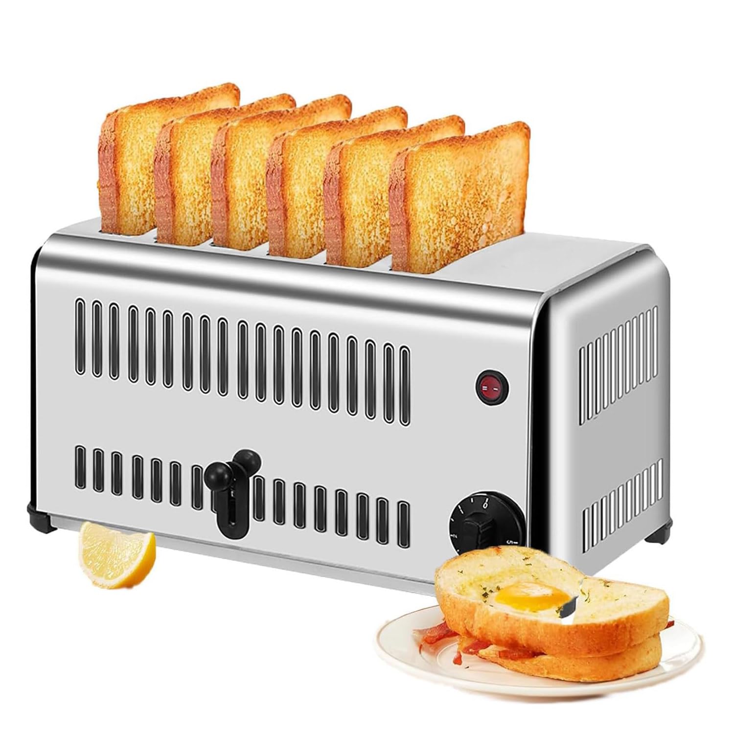 Horno Tostador, tostadora Comercial de 4/6 rebanadas, máquina de Hornear Pan de Ranura Extra Ancha, con Temporizador, 5 configuraciones de Sombra de Pan (6slice)