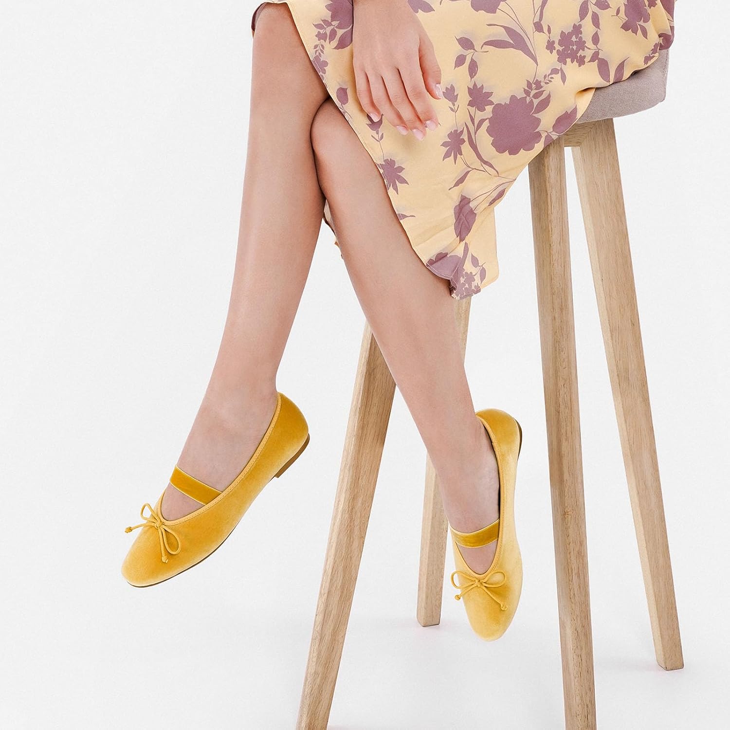 C.Paravano Women Velvet Flats | Ballet Flat | Mary Jane Shoes | Round Toe Ballerinas Flats Women - Image 2