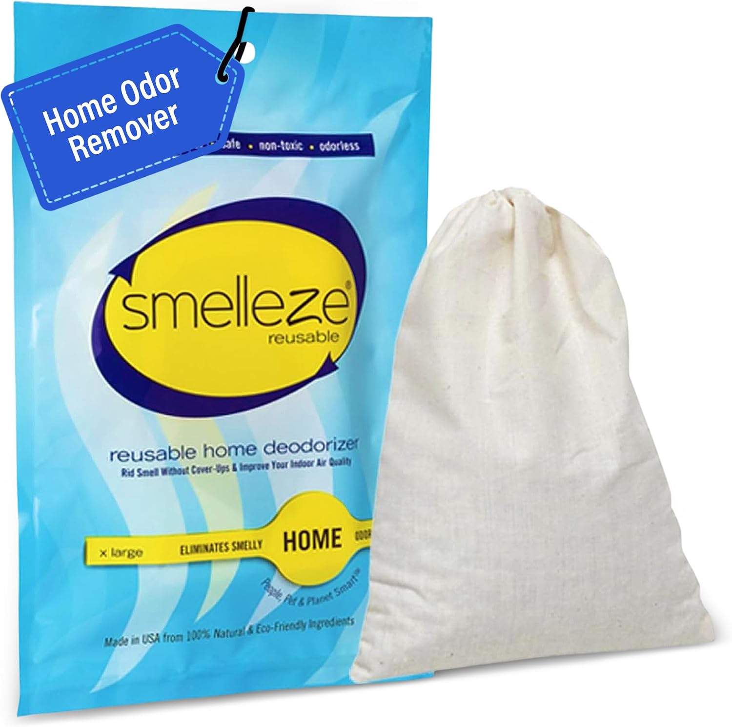 SMELLEZE Reusable Home Smell Removal Deodorizer Pouch - Natural Odor Eliminator for Home, Rids Stinky Odor Without Harmful Fragrances in 150 Sq. Ft