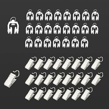 Curtain Track Roller Hooks Accessories Plastic Wheeled Roller Runner Windows Sliding Bendable Curtain Track 24 Pcs Curtain Track Stainless Steel Pinch Clips and Curtain Track Glider Hanging Drapery