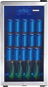 Danby DBC117A1BSSDB-6 117 Can Beverage Center, 3.1 Cu.Ft. Freestanding Drinks Refrigerator for Basement, Dining, Living Room-Bar Fridge Perfect for Beer, Pop, Water, Black/Grey