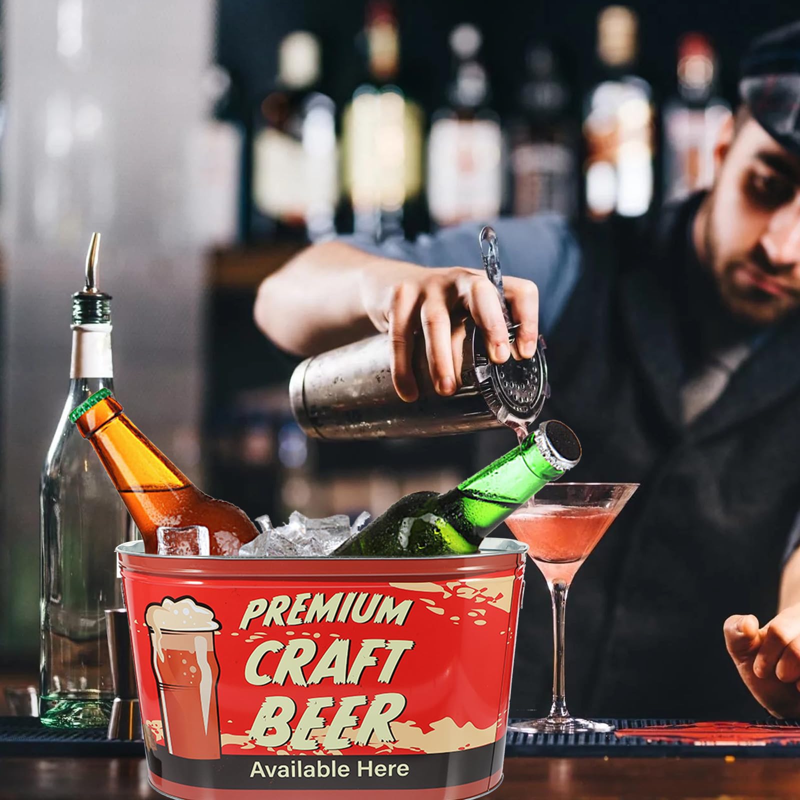 PATKAW Eiswürfelbehälter aus Eisen für Zuhause und Café Praktischer Cocktail Eimer mit Stilvollem Design und Kühlfunktion für Getränke und Wein