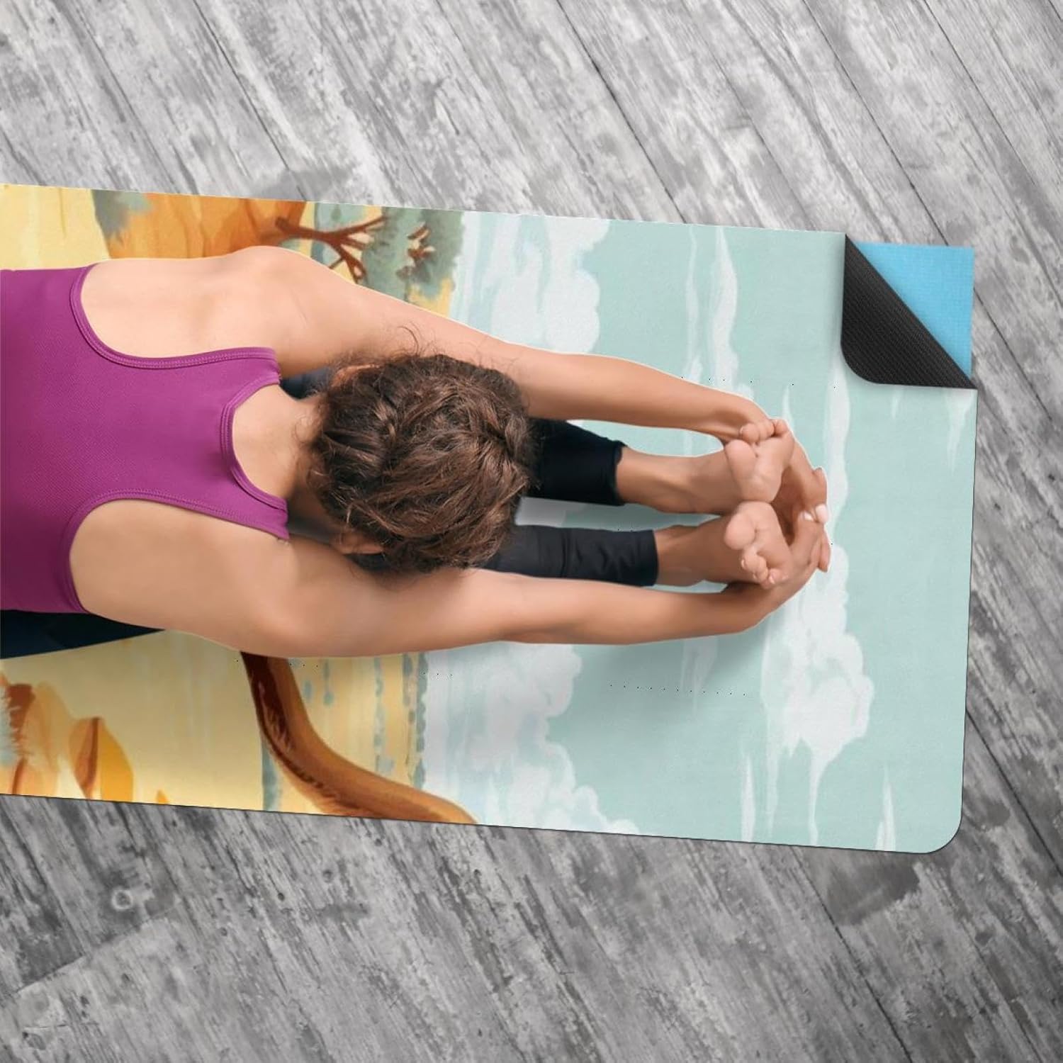 Yoga Towel, Kangaroo Pattern Non Slip Sweat Absorbent Hot Yoga Mat Towel for Hot Yoga, Pilates and Fitness - 72.8" x 26.8"