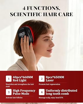 KTS Red Light Hair Growth Comb 660nm & 650nm Red Light Dual Light Spectrum for Scalp Care Hair Loss Treatment for Women/Men Restores Hair Thickness Volume Hair Growth Accelerate