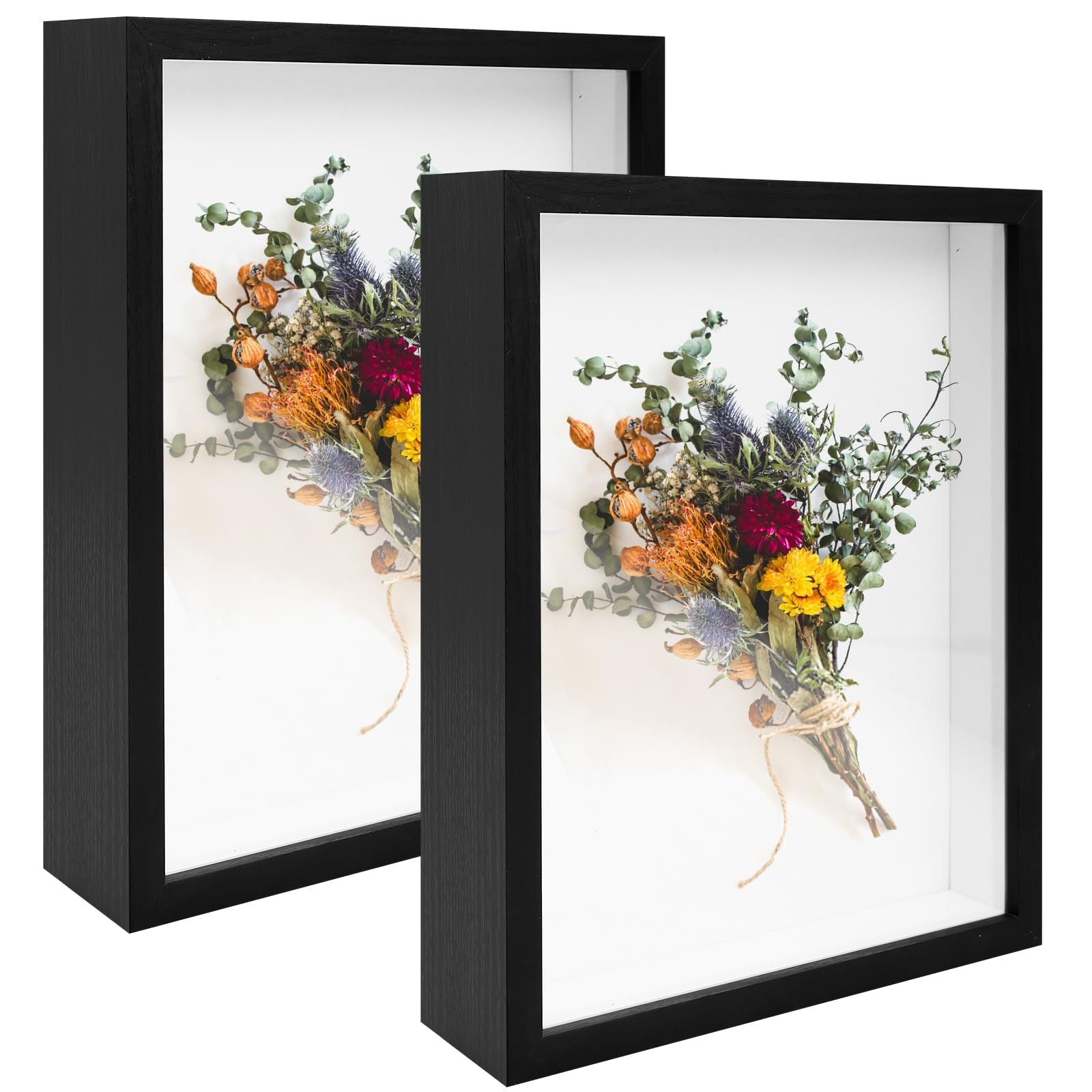 Photo 1 of 2 Pack Shadow Box Frame 11"x 14" Wood Deep Shadow Boxes Display Cases, Dried Flowers, Photos, Handicrafts Picture Frames for Wall Hanging Tabletop (Black, 11"x 14")