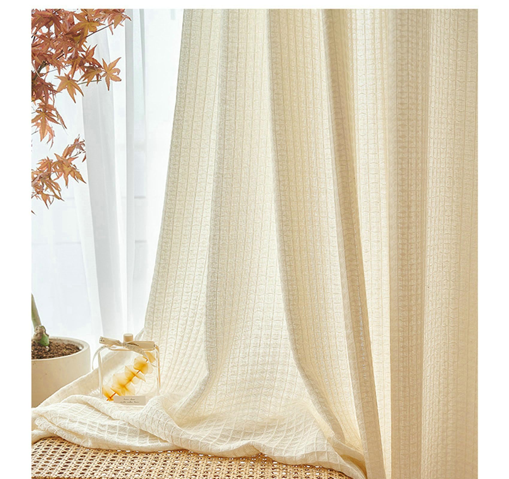 Tende Esterno, Tenda Soggiorno Moderno Beige 137X214CM Tende Finestra Texture Geometrica