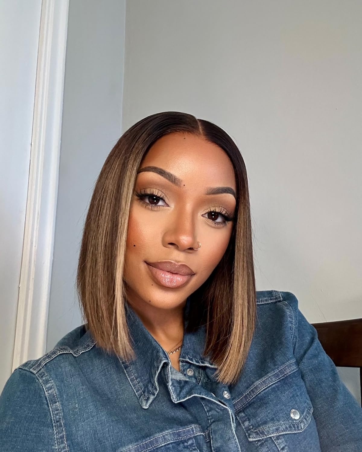 Real Skinlike 2X6 HD Crystal Lace Closure Wig Short Bob Highlight Human Hair with Thin Knots 180% Density Blunt Cut Bob Straight Colored Brazilian Hair Honey Blonde Highlight Wigs For Woman 10Inch