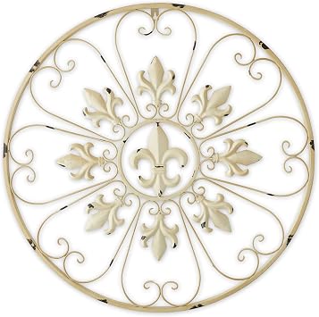 Zingz & Thingz Ornate Design Wall Decor, Circular Fleur de Lis, 25x25x0.375