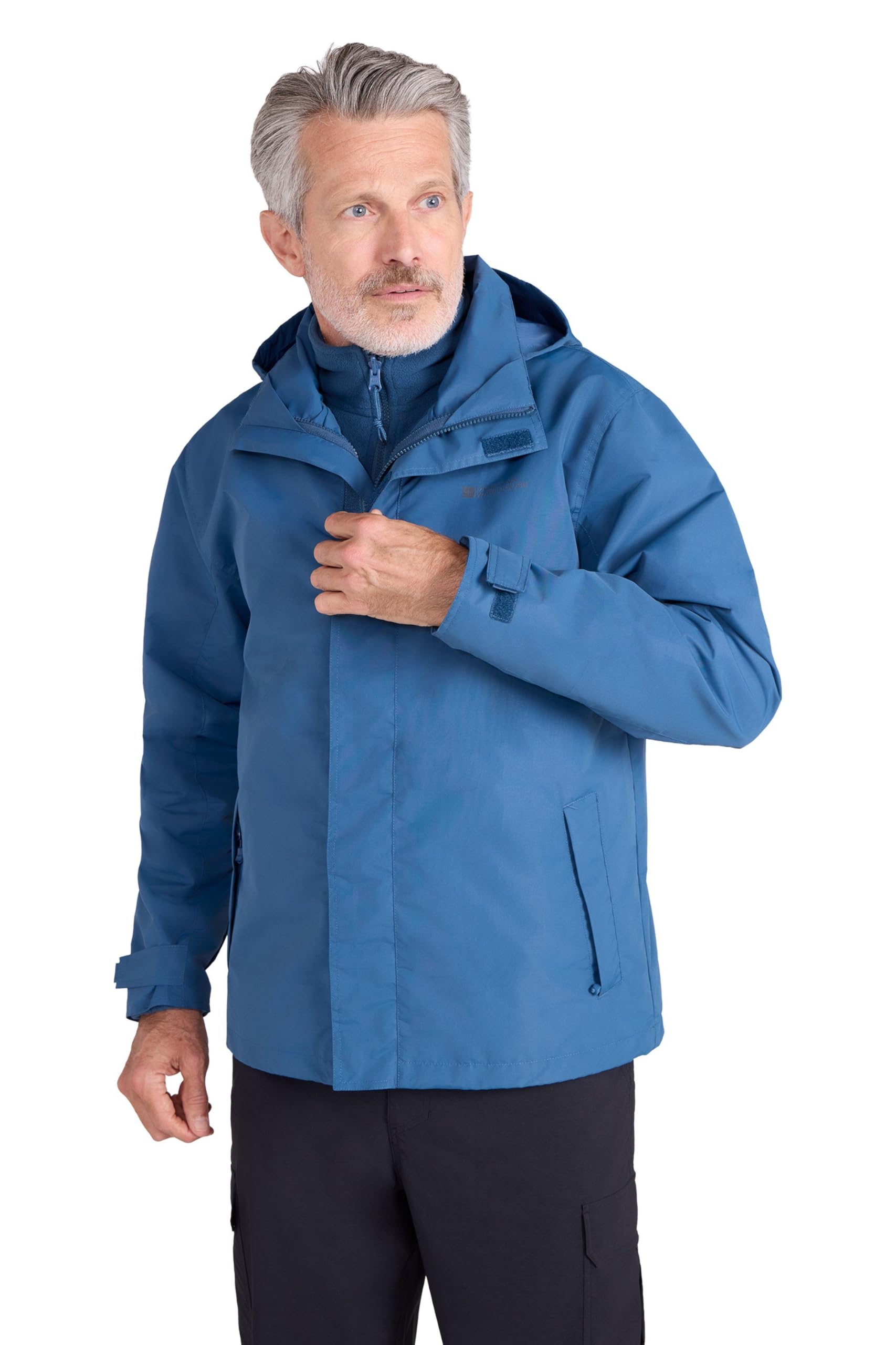Mountain Warehouse Fell Veste 3 en 1 Hydrofuge pour Homme - Manteau à Capuche, Veste de Pluie, Doublure Polaire intérieure Amovible - Printemps été, Randonnée, Sport