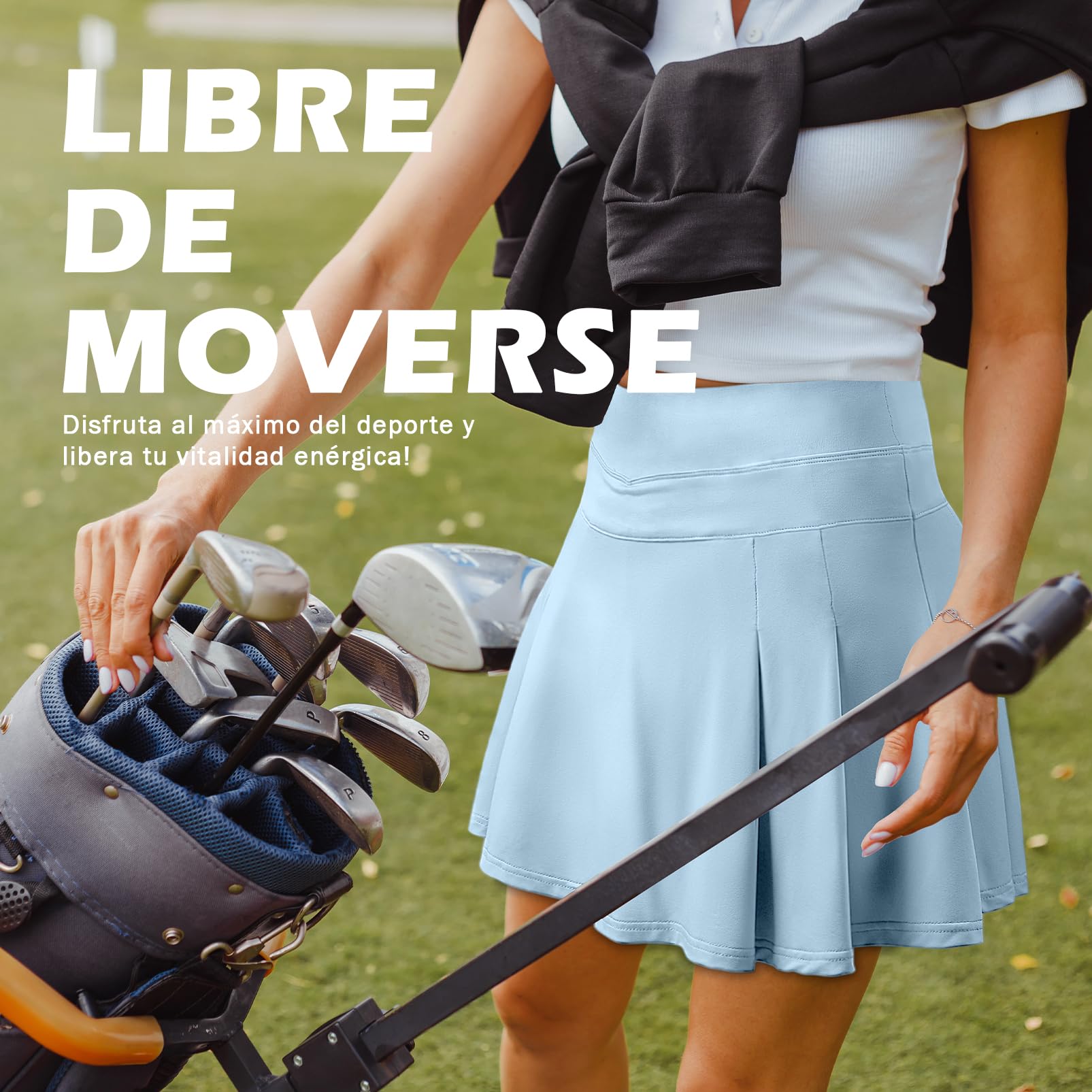 fuinloth Falda Pantalón Deporte Mujer Deportivas 2 en 1 Faldas Corto de Tenis Golf con Bolsillos Azul XL 42-44