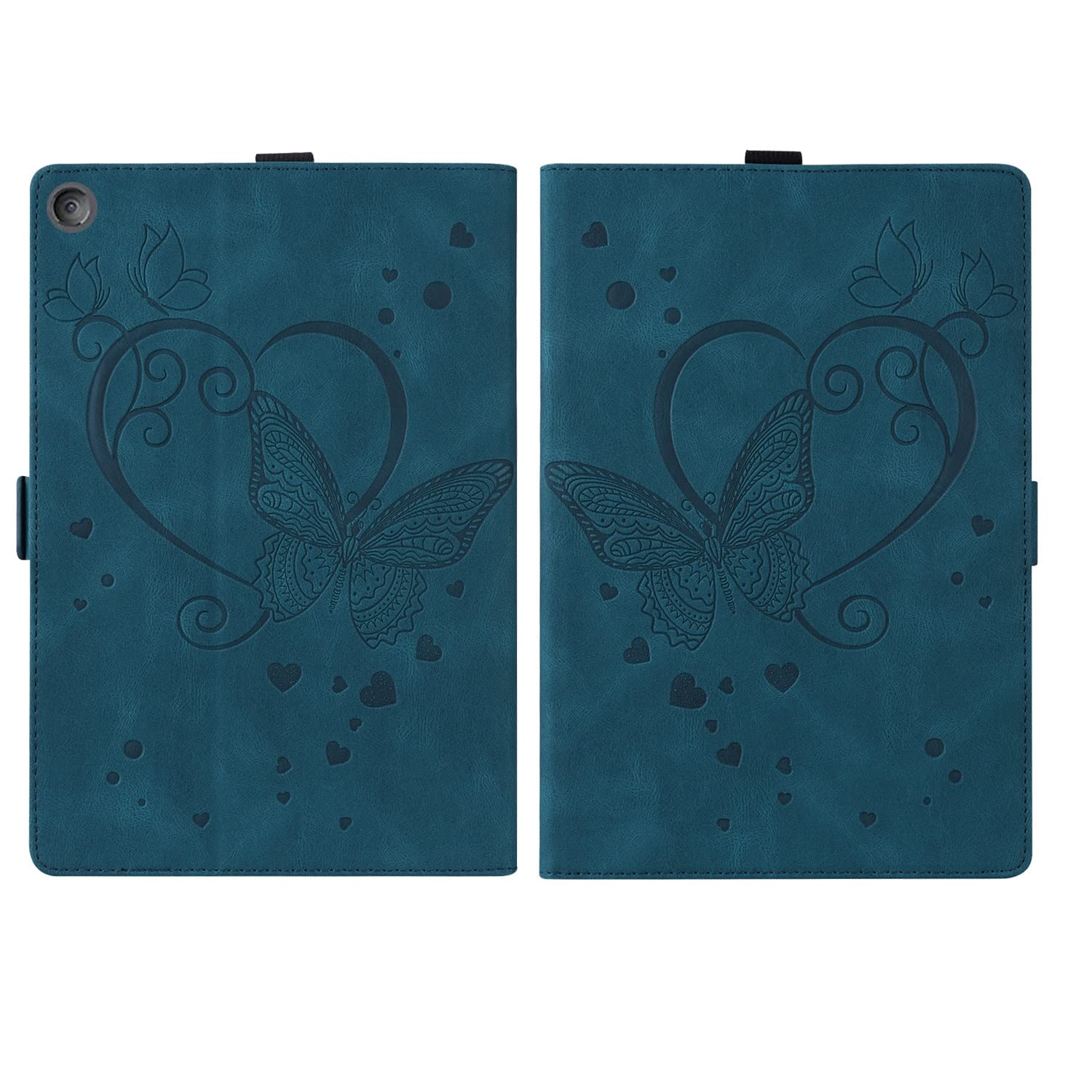 Podróż na tablecie Dla Kindle Fire HD 8. Tablet 2018/2017/2016 Case / 7. 6. Motyl wytłoczony stojak składany pokrywa ochronna Pu Skórzana klapka Slot PC. Sprawa(Blu)