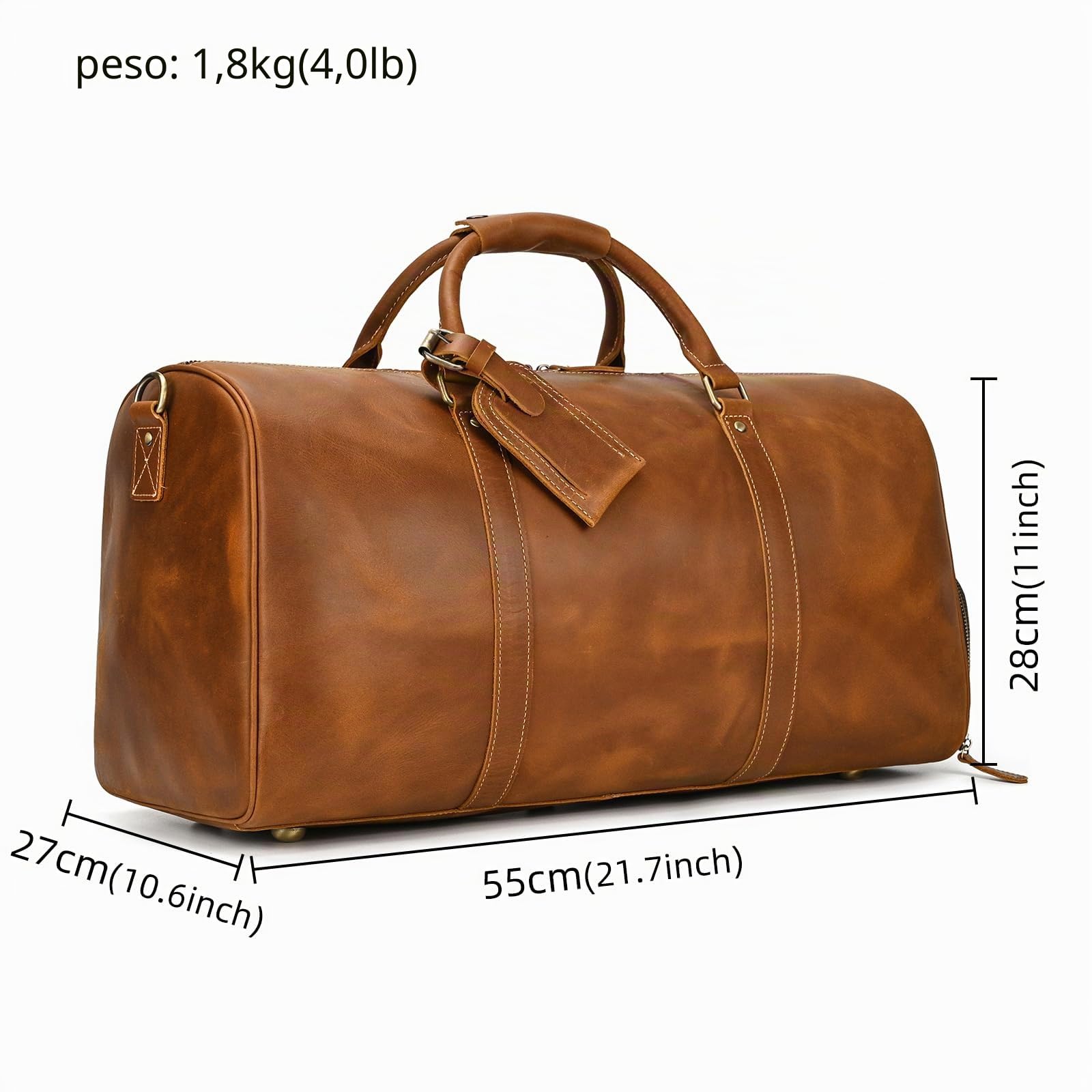 Grande Borsa da Viaggio in Pelle con Scomparto Scarpe Borsone Sportiva Tracolla Rimovbile Regolabile Manico Rinforzato per Viaggio Lavoro Palestra, marrone chiaro