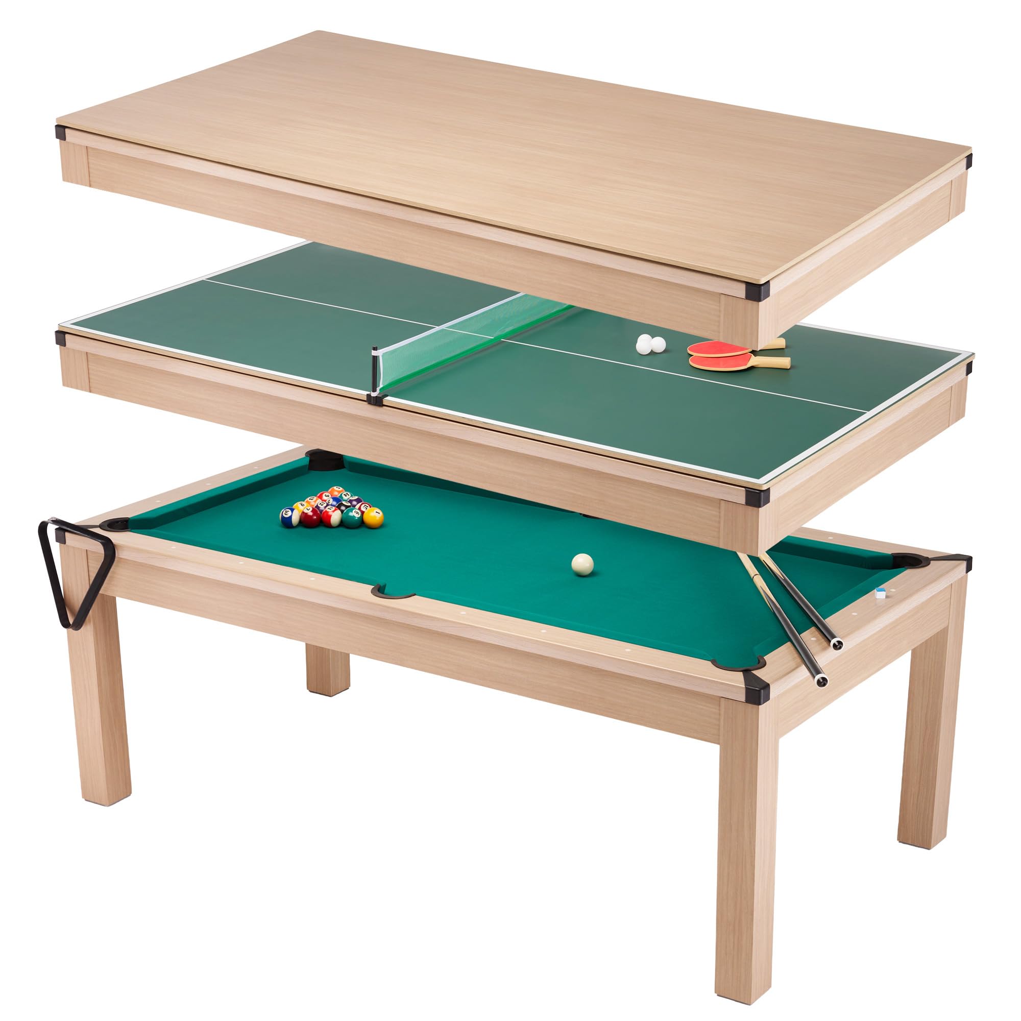 Table de Salle à Manger Convertible 3 en 1 Billard Tennis de Table 6-8 Places