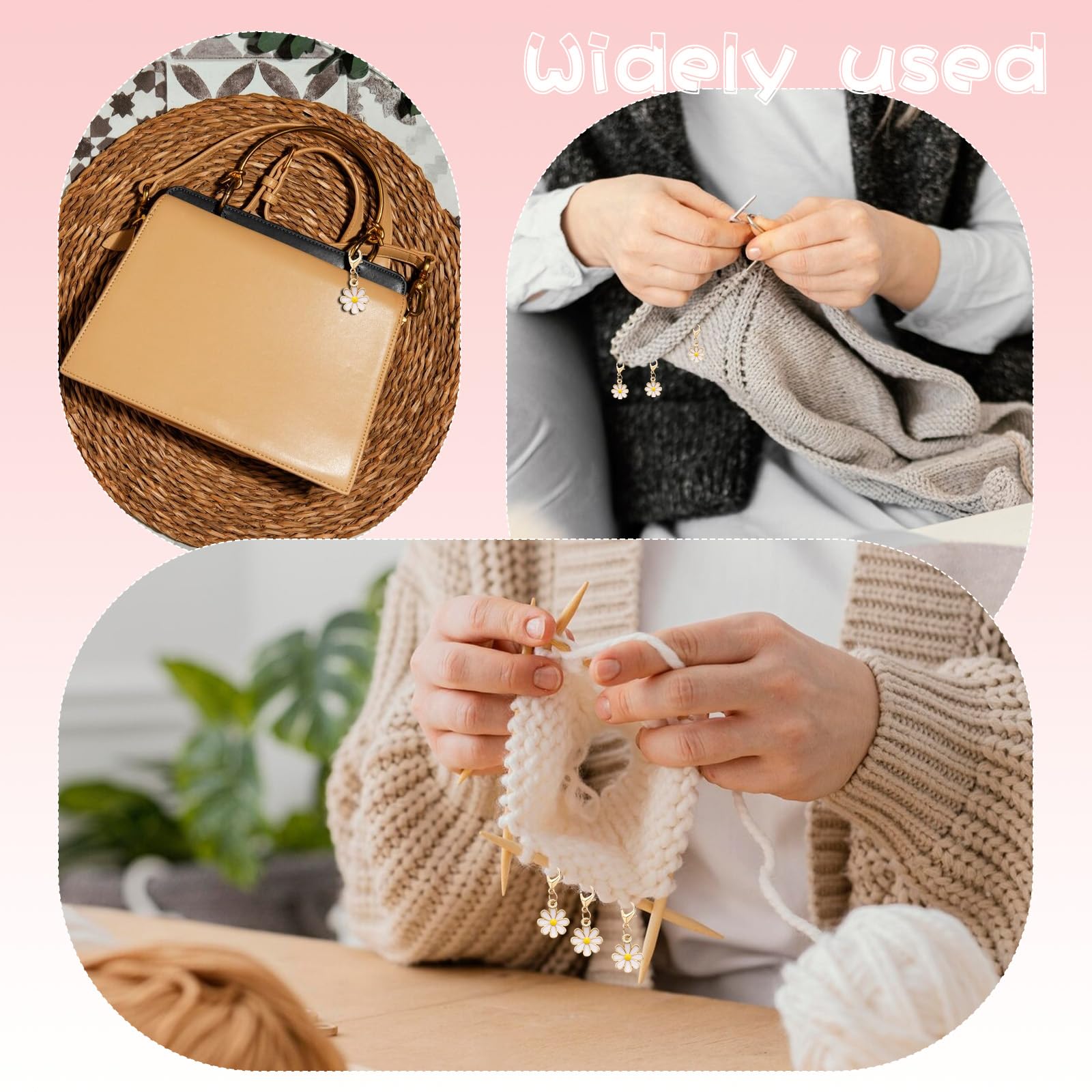 COMNICO 10 Stück Maschenmarkierer, Legierung Gänseblümchen Email legierung Häkel Stichmarkierer Charms Abnehmbare Kunsthandwerk DIY-Nähzubehör zum Stricken Weben Zubehör Quilten Schmuckherstellung