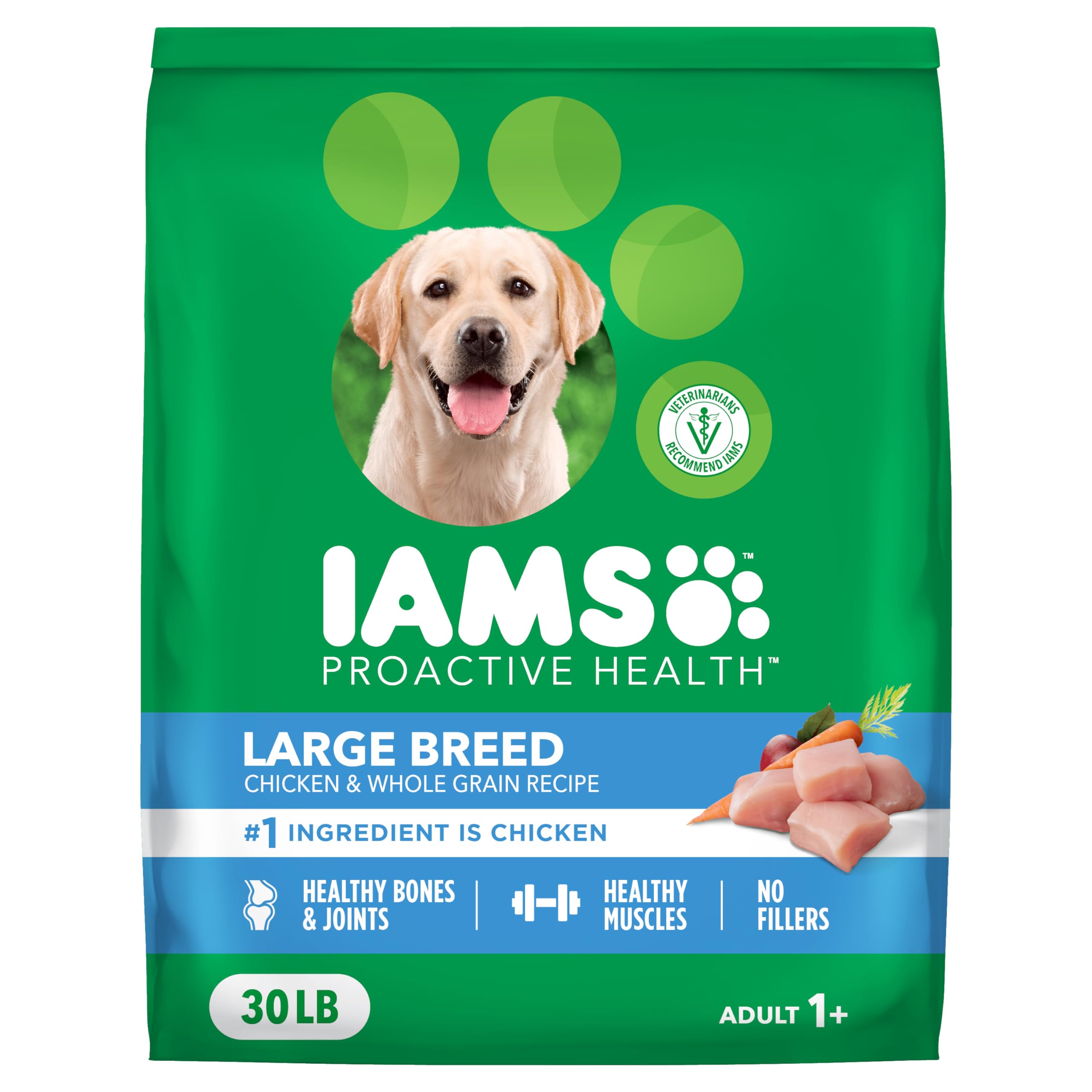IAMS Proactive Health Large Breed Adult Dry Dog Food with Real Chicken, 30 lb. Bag