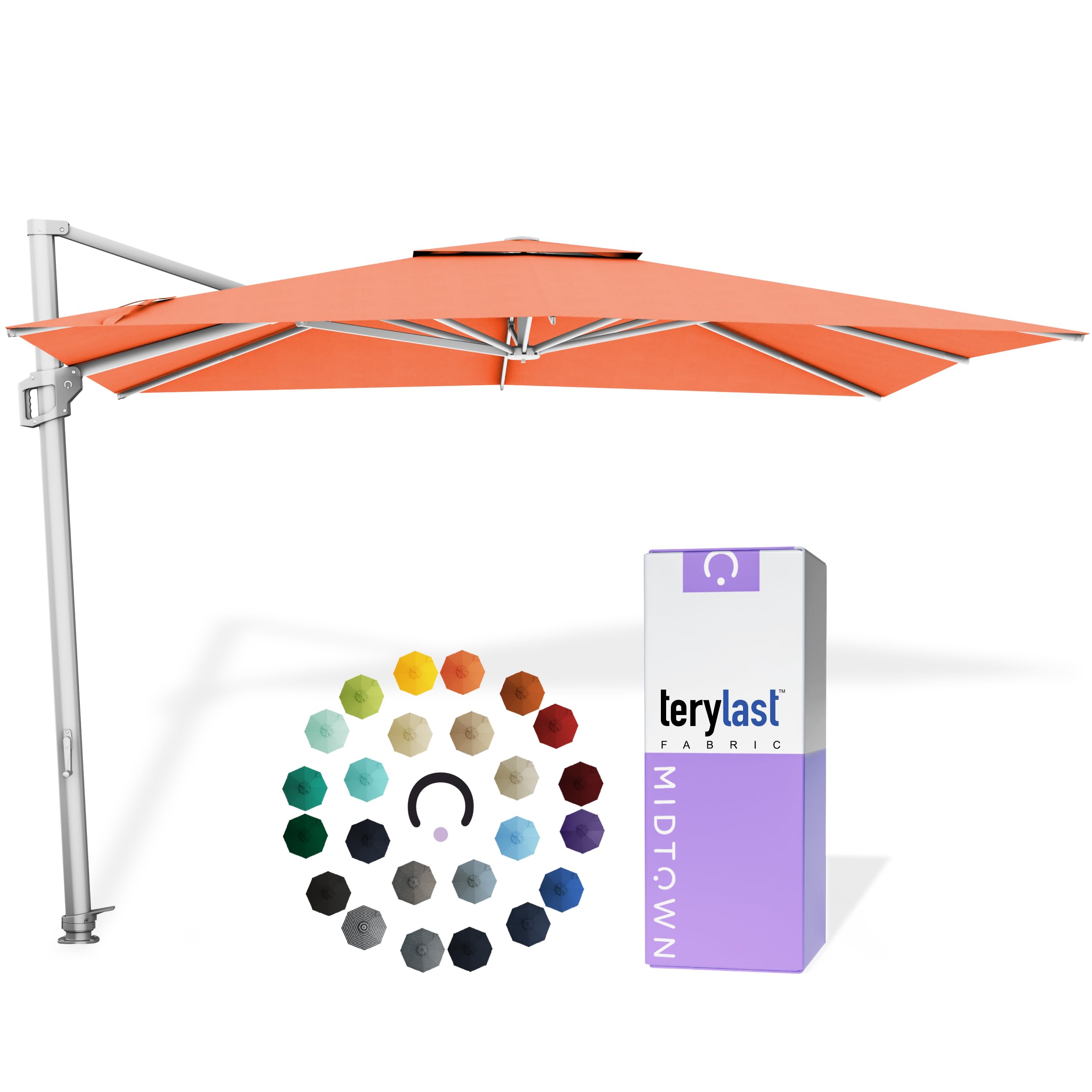 Midtown Umbrellas Grande Square - 9 x 9 Ft Cantilever Umbrella