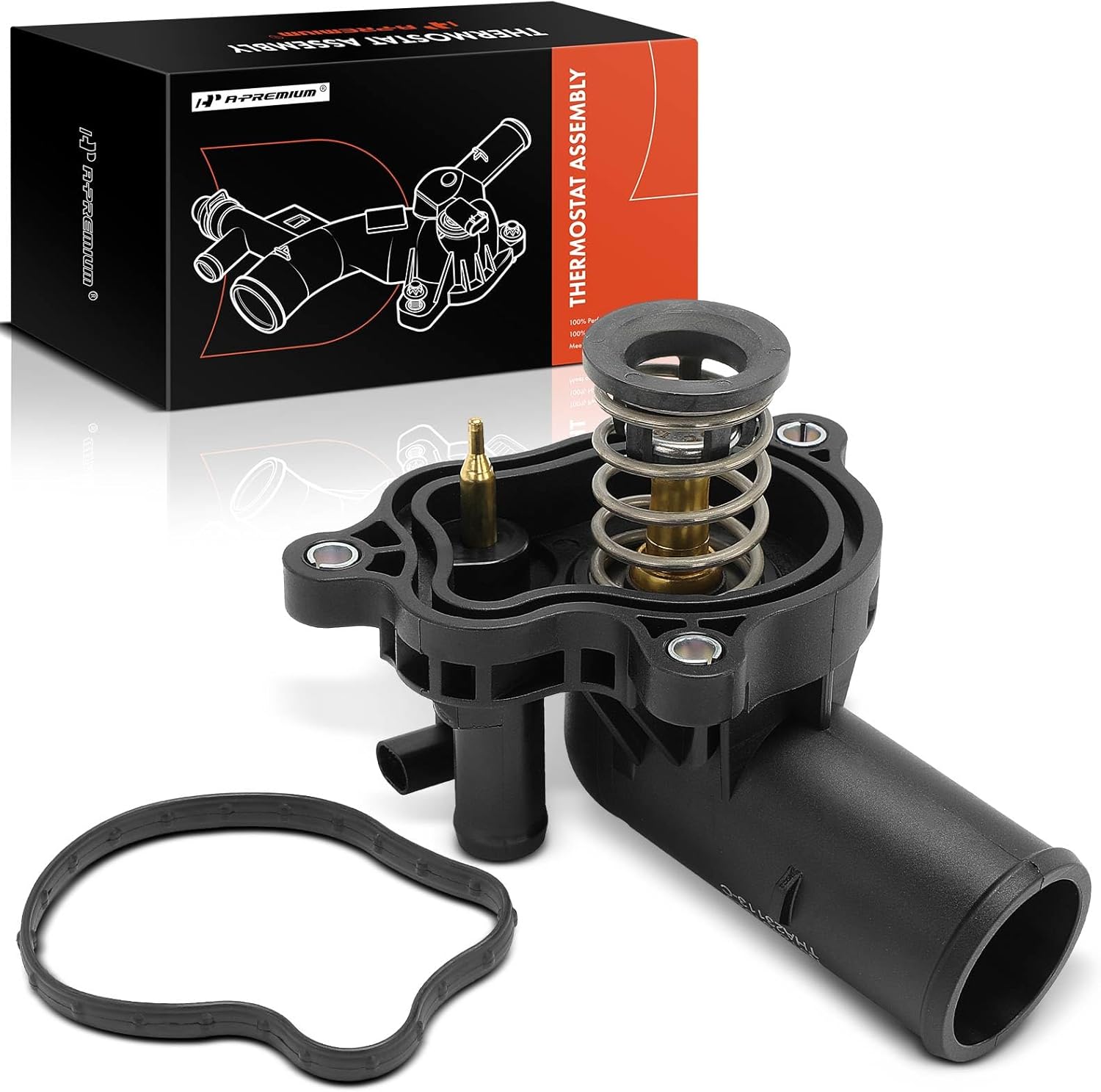 A-Premium Engine Coolant Thermostat Housing Assembly W/Thermostat & Sensor Compatible with Dodge, Jeep, Ram - Durango 16-22, Gladiator 20-22, Grand Cherokee 16-21, Wrangler 18-22, 1500 19-22 - V6 3.6L