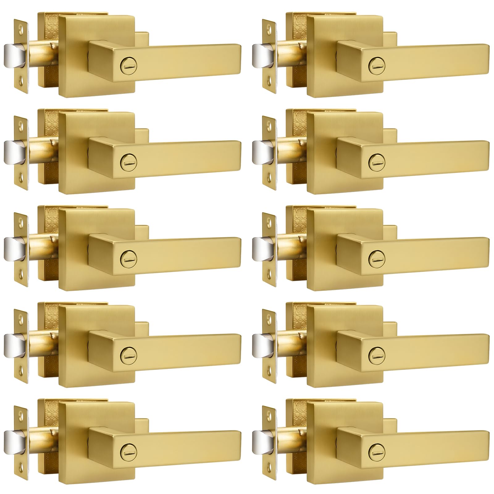 Probrico Brushed Nickel Door Handles with Lock - 3 Pack -13