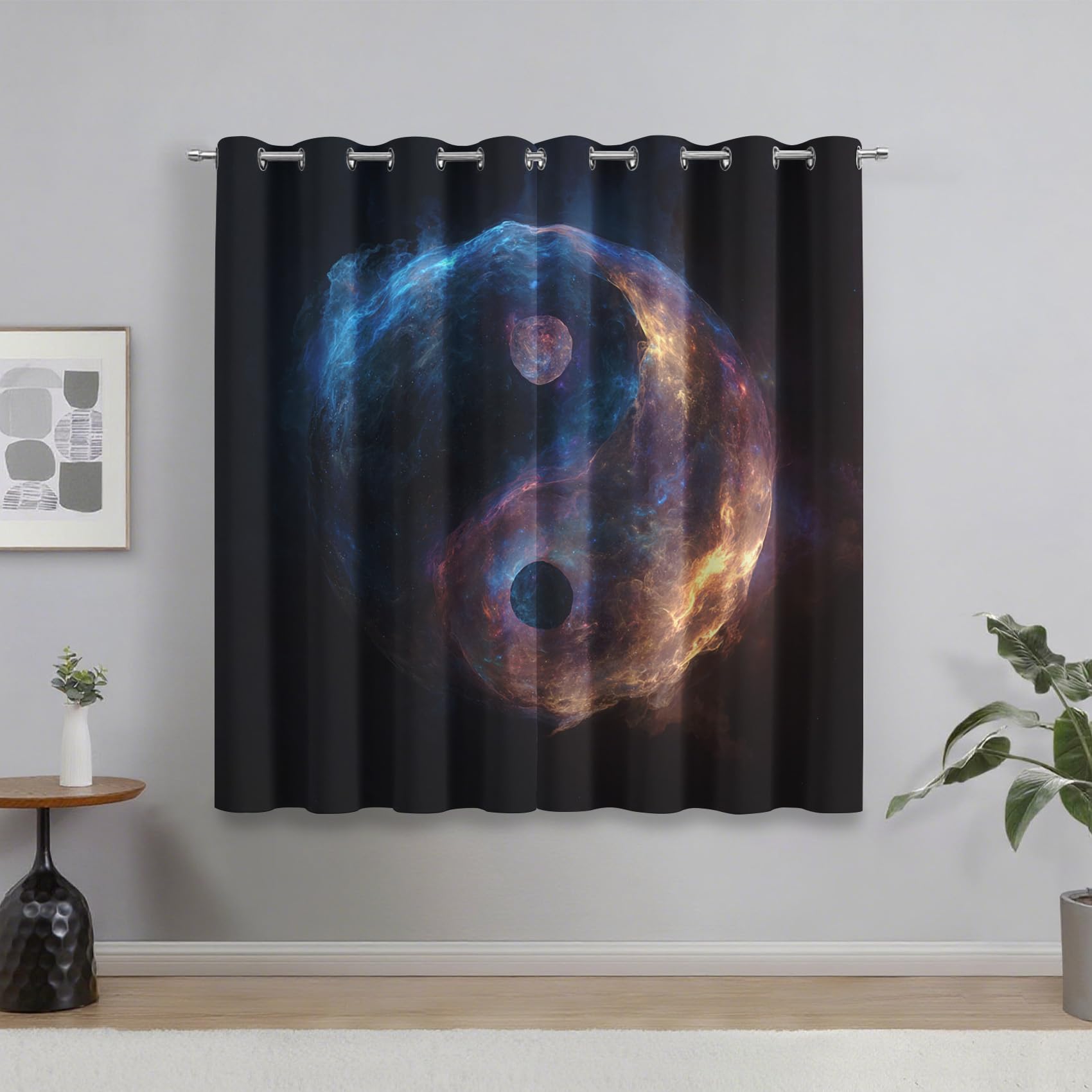 Rideau occultant Yin Yang 140x175 cm thermal pour chambre et salon