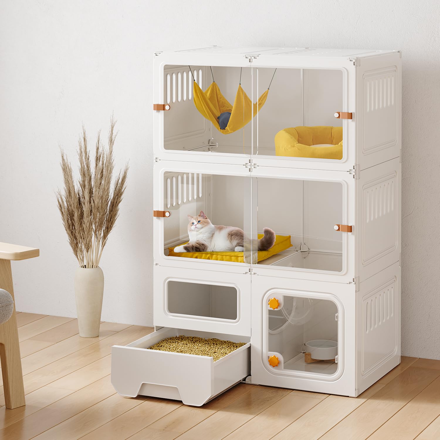 Amazon.co.jp: Topzoo 猫 ケージ トイレ付き 2段 トイレ一体型 防臭