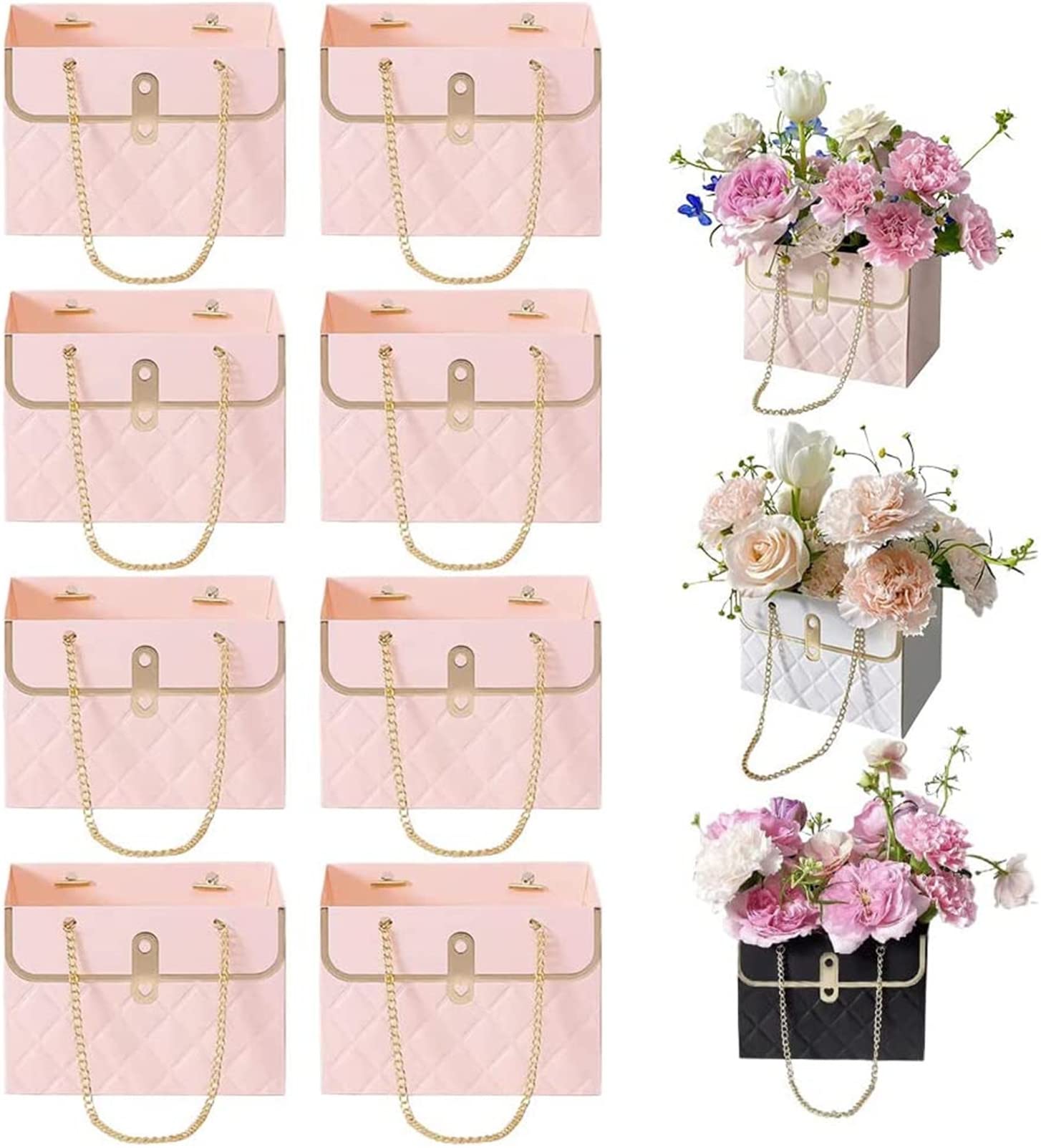 Lot De 8 Boîtes Cadeaux Rectangulaires En Papier Pour Bouquet De