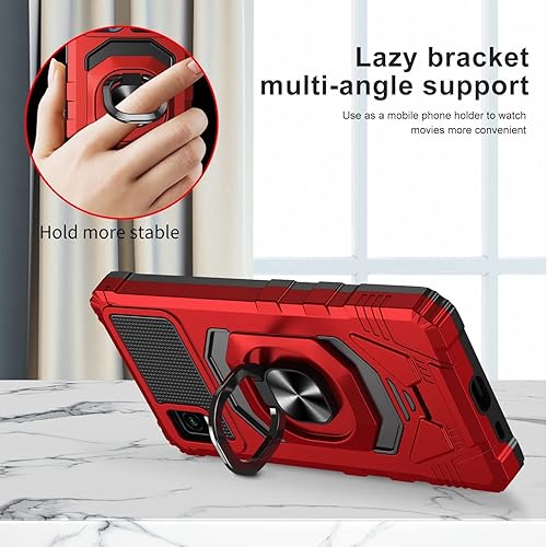 Miniatura 7 de Funda compatible con Cricket Vision Plus con protector de pantalla de vidrio templado grado militar anillo de montaje en coche con soporte a prueba