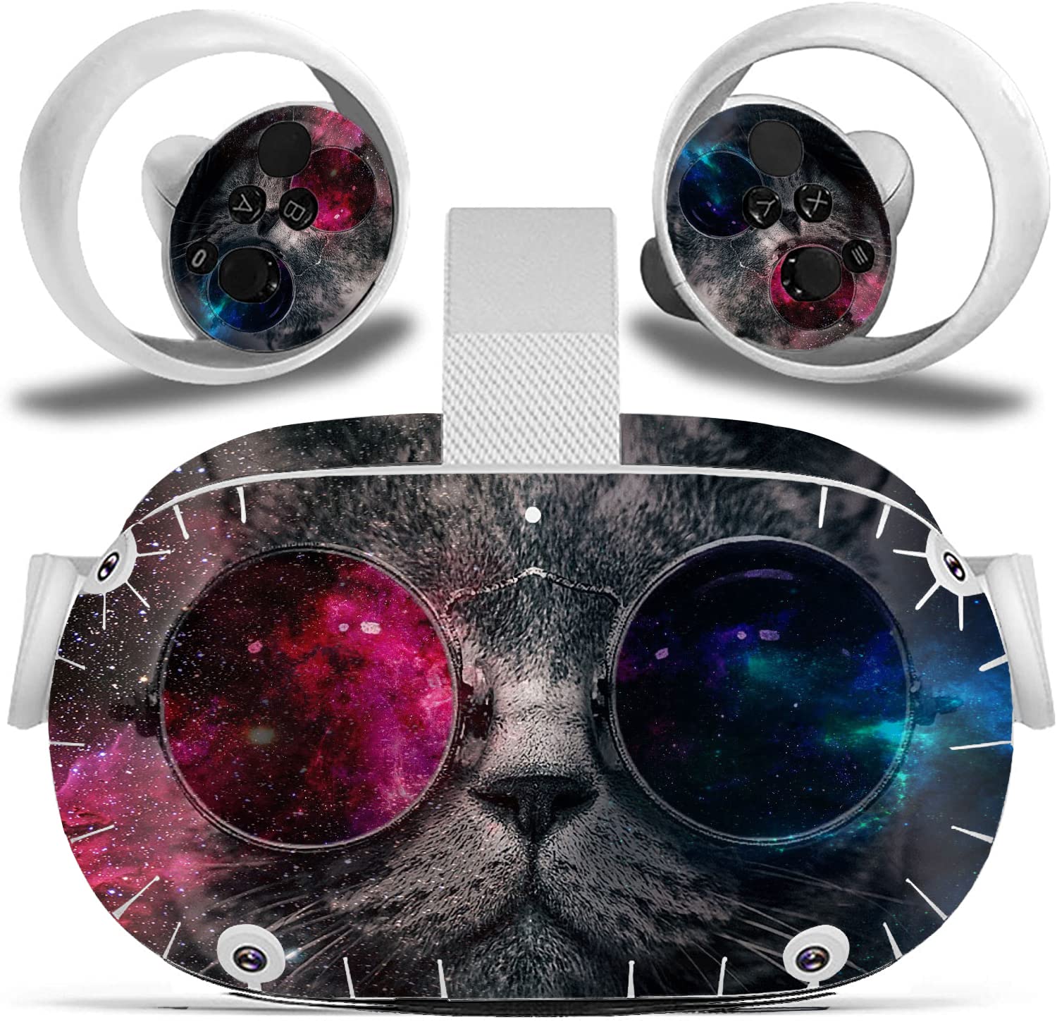 Full Wrap Skins for O-culus Q-uest 2 Starry Cats VR 2 Stickers Headsets and Controllers Skins Protective Vinyl Sticker Cover Accessories…