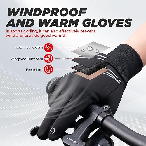 Miniatura 3 de Guantes térmicos para hombres y mujeres, guantes de invierno resistentes al viento antideslizantes para pantalla táctil, guantes de correr para