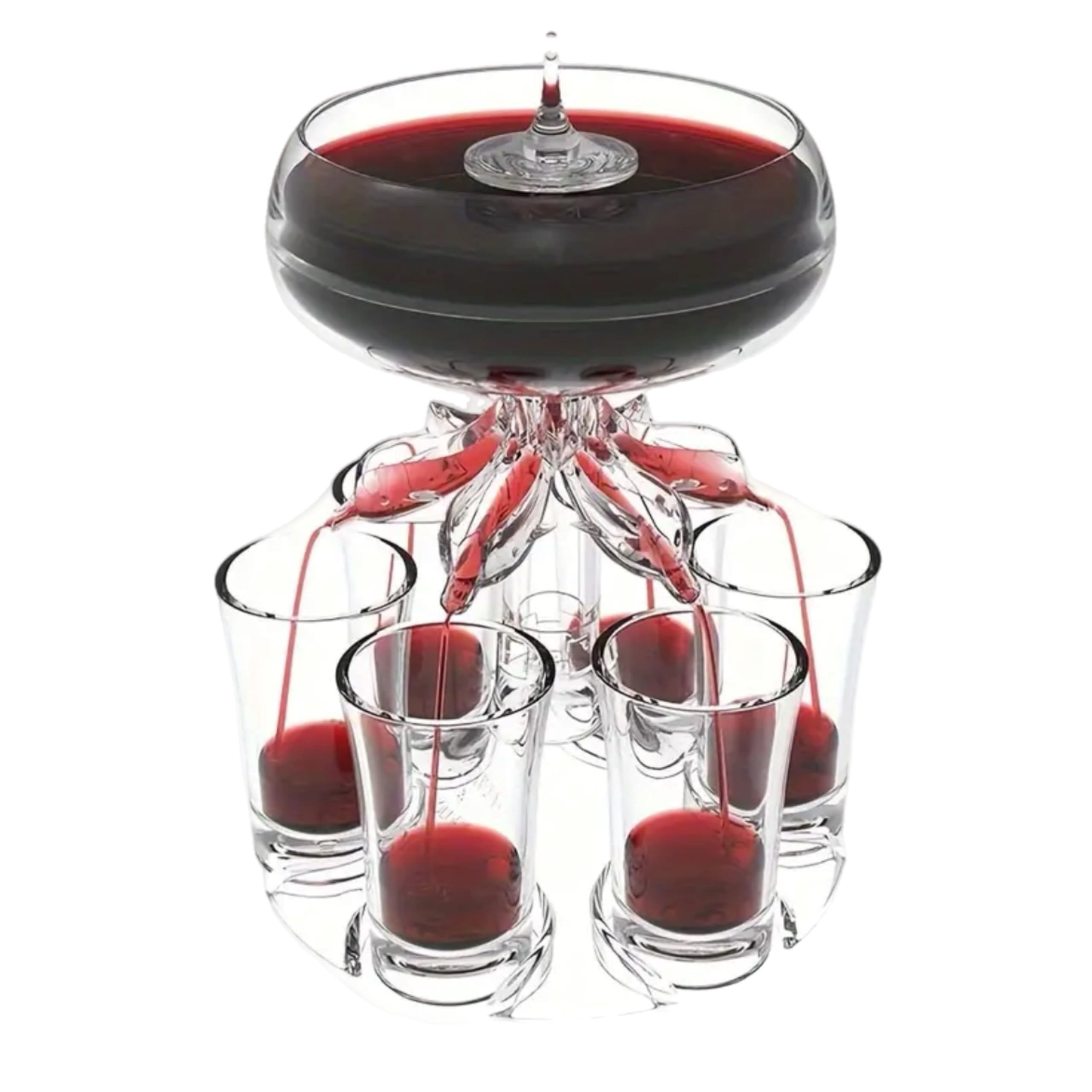 eBoutik - Party Shot Glass Dispenser with Glasses - Strong Magnetic Wheel, Clear Acrylic Party Drink Pourer for Summer BBQ Parties for Spirits Cider Whiskey Cocktail