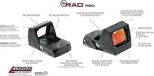 Miniatura 4 de Crimson Trace RAD - Vista de pistola abierta con apagado automático y lados texturizados para pistolas de tamaño completo, tiro defensivo y