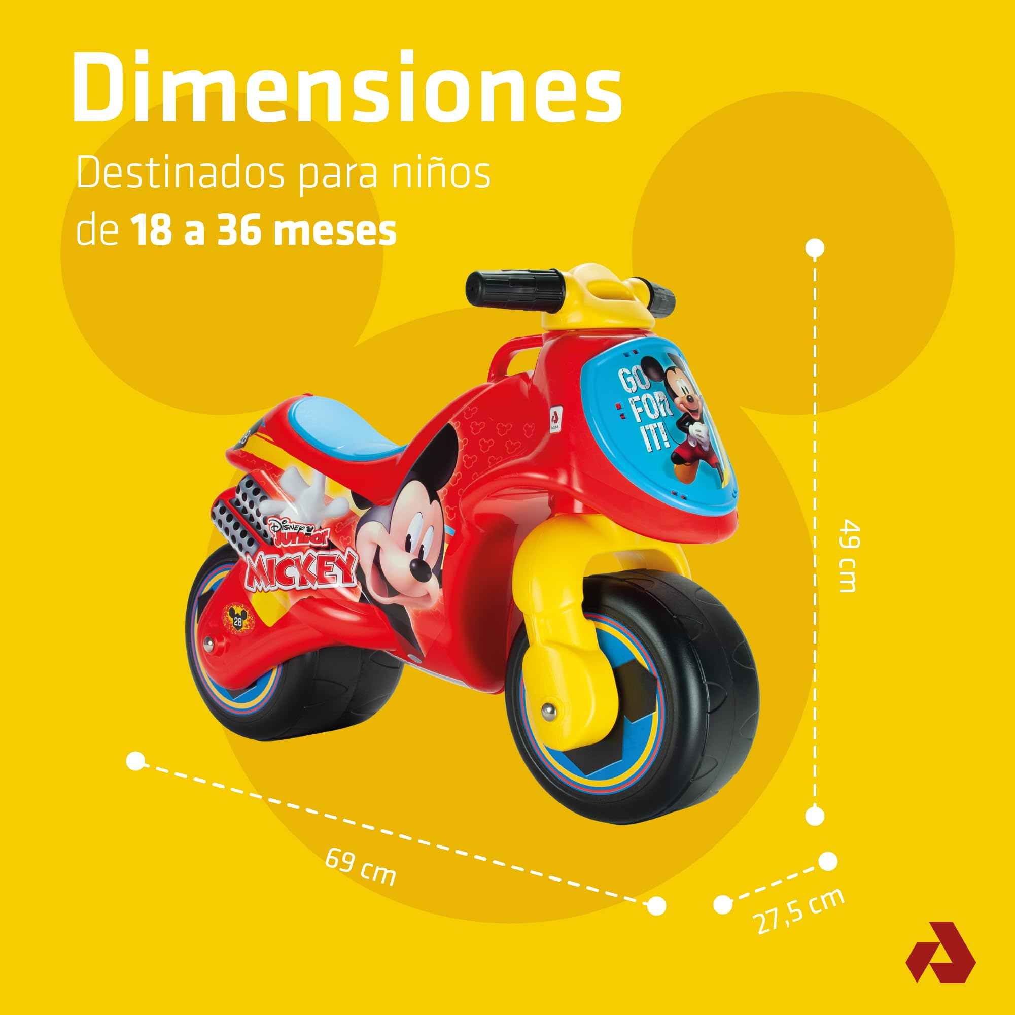 Correpasillos para Niños 1 Año 2 Años 3 Años Neox Mickey Mouse - Moto Correpasillos para Bebé - Moto Juguete de Equilibrio para Niño y Niña - Ruedas Anchas + Ergonómica + Transporte Fácil - INJUSA
