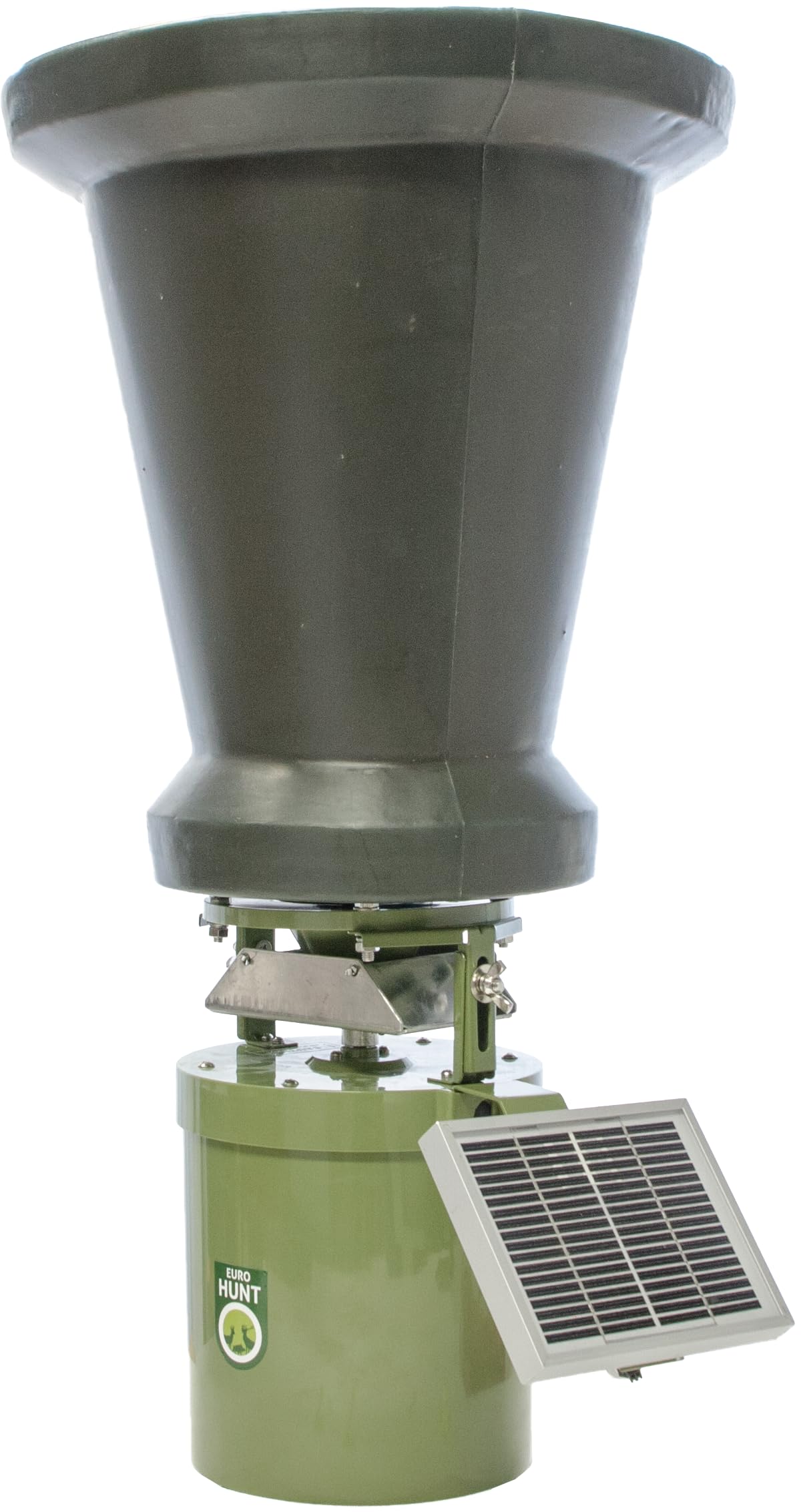 EUROHUNT Futterautomat Light 6V, 14,5 x 14,5 x 22,5cm, Automat für Tierfütterung, wetterfest, grüner ABS-Kunststoff, eignet Sich für eine Vielzahl an Futterarten