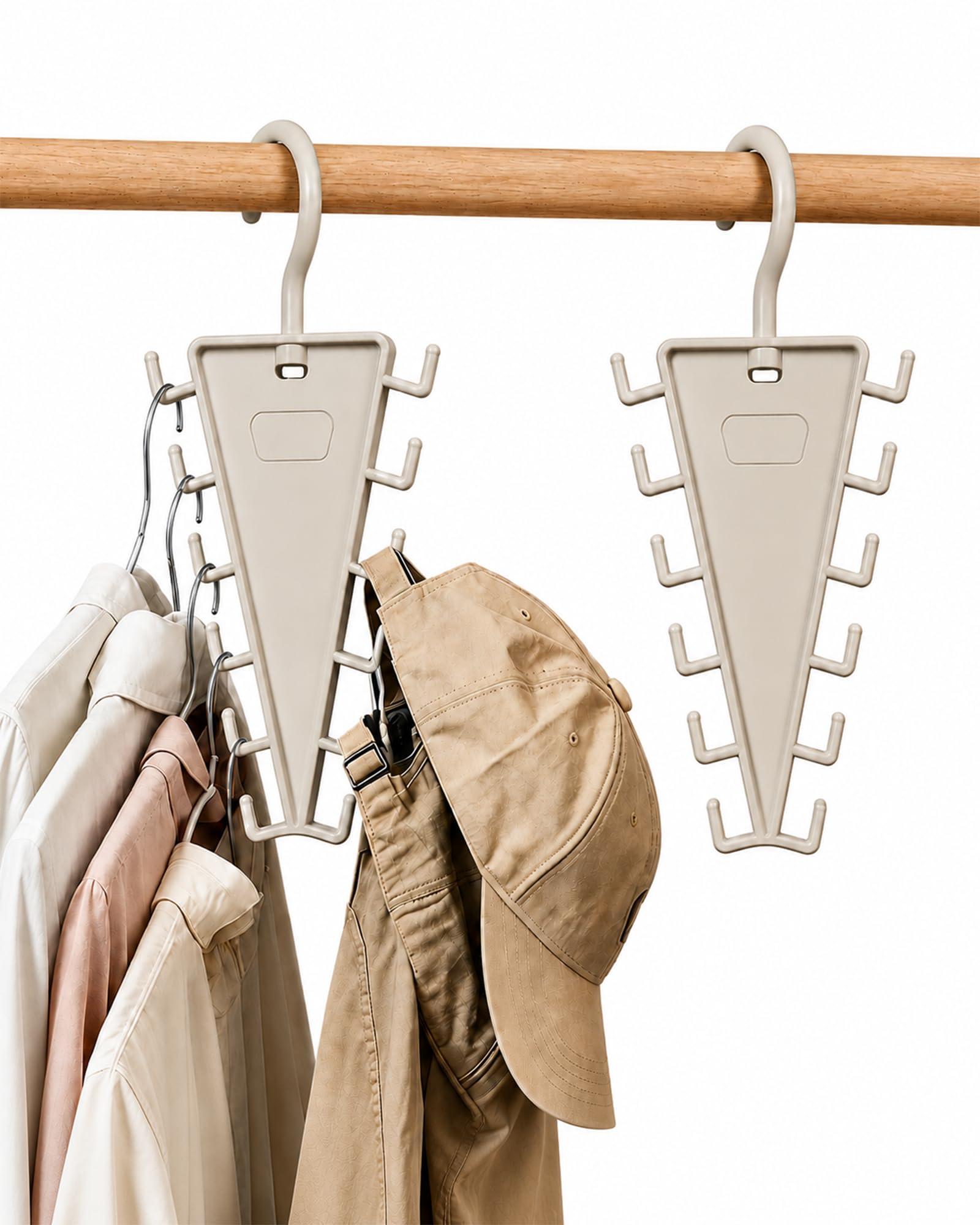 Space Saving Hangers, Hangers for Clothes Space Savers, V-Shaped Wardrobe Organiser with 360° Rotating Hook, Trouser Hangers Space Saving for Summer Clothes, Scarves, Belts and Accessories