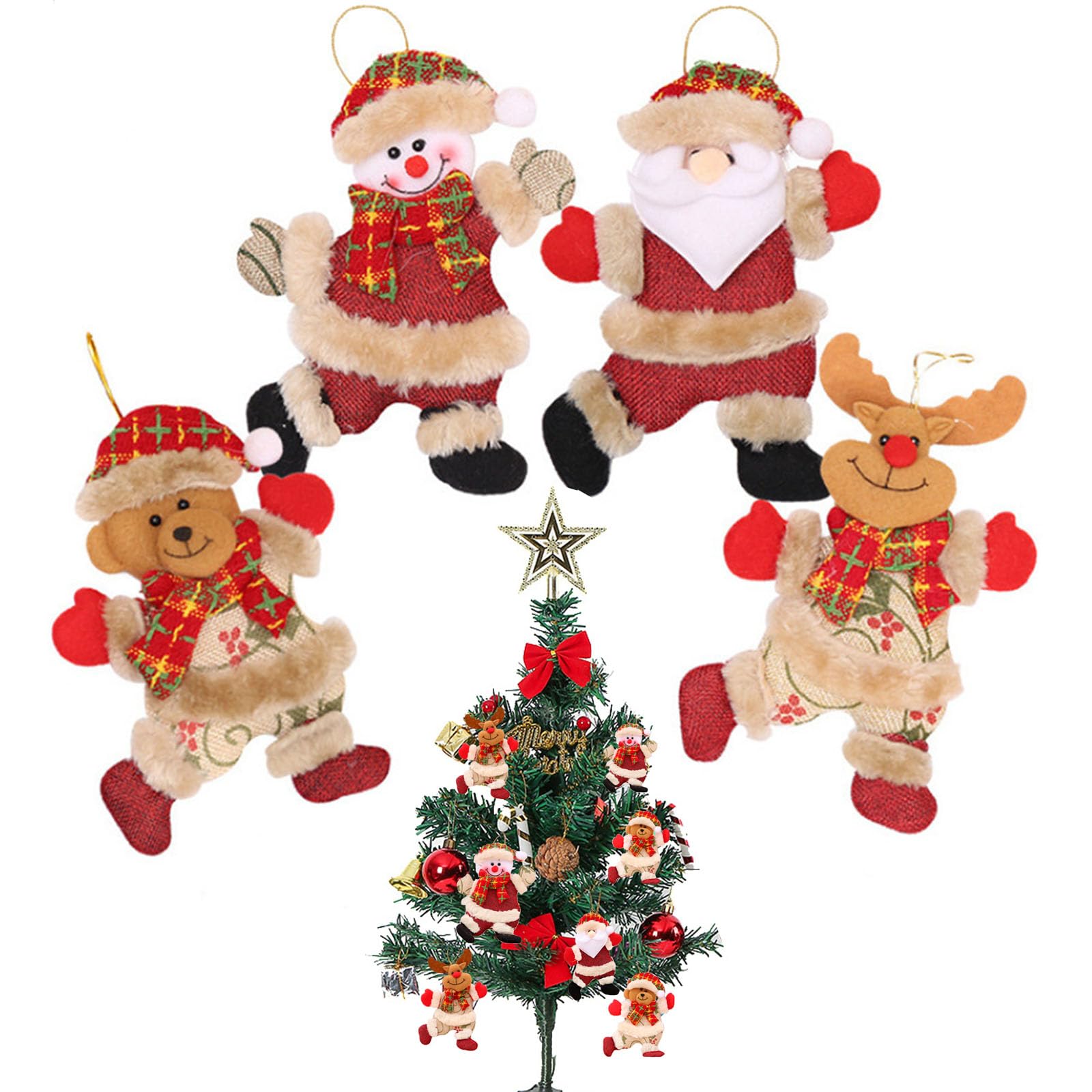 4 Decorazioni Natalizie Babbo Natale In Resina Da Appendere – Addobbi Albero, Camino E Casa – 8 Pose Diverse