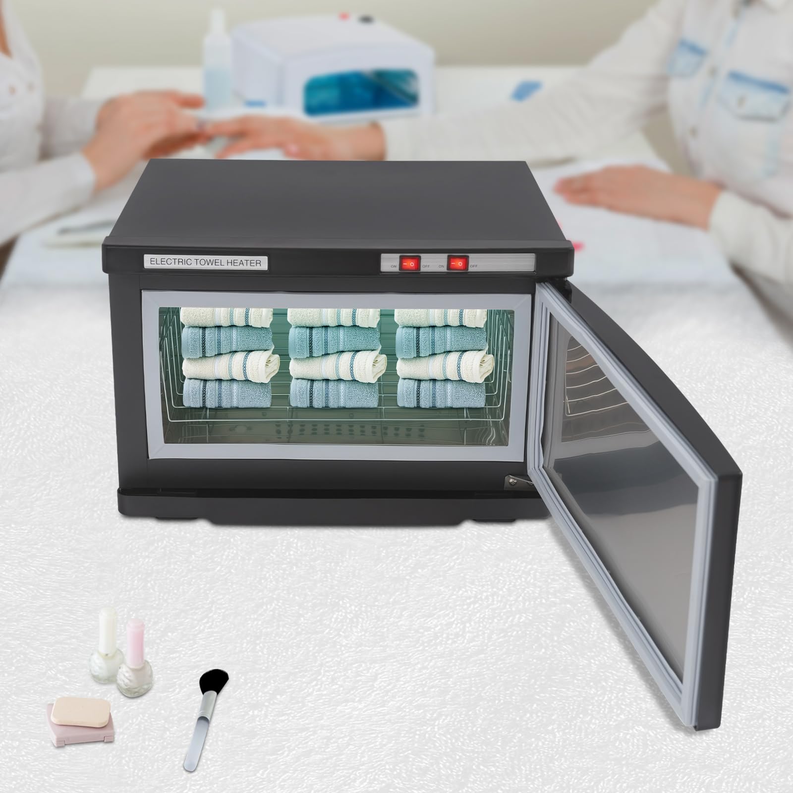 Asciugamano sterilizzatore armadio asciugamano caldo 25 l per casa hotel spa palestra panno in acciaio inox disinfezione e riscaldamento con 220 V potenza 70 °C temperatura di funzionamento (nero)