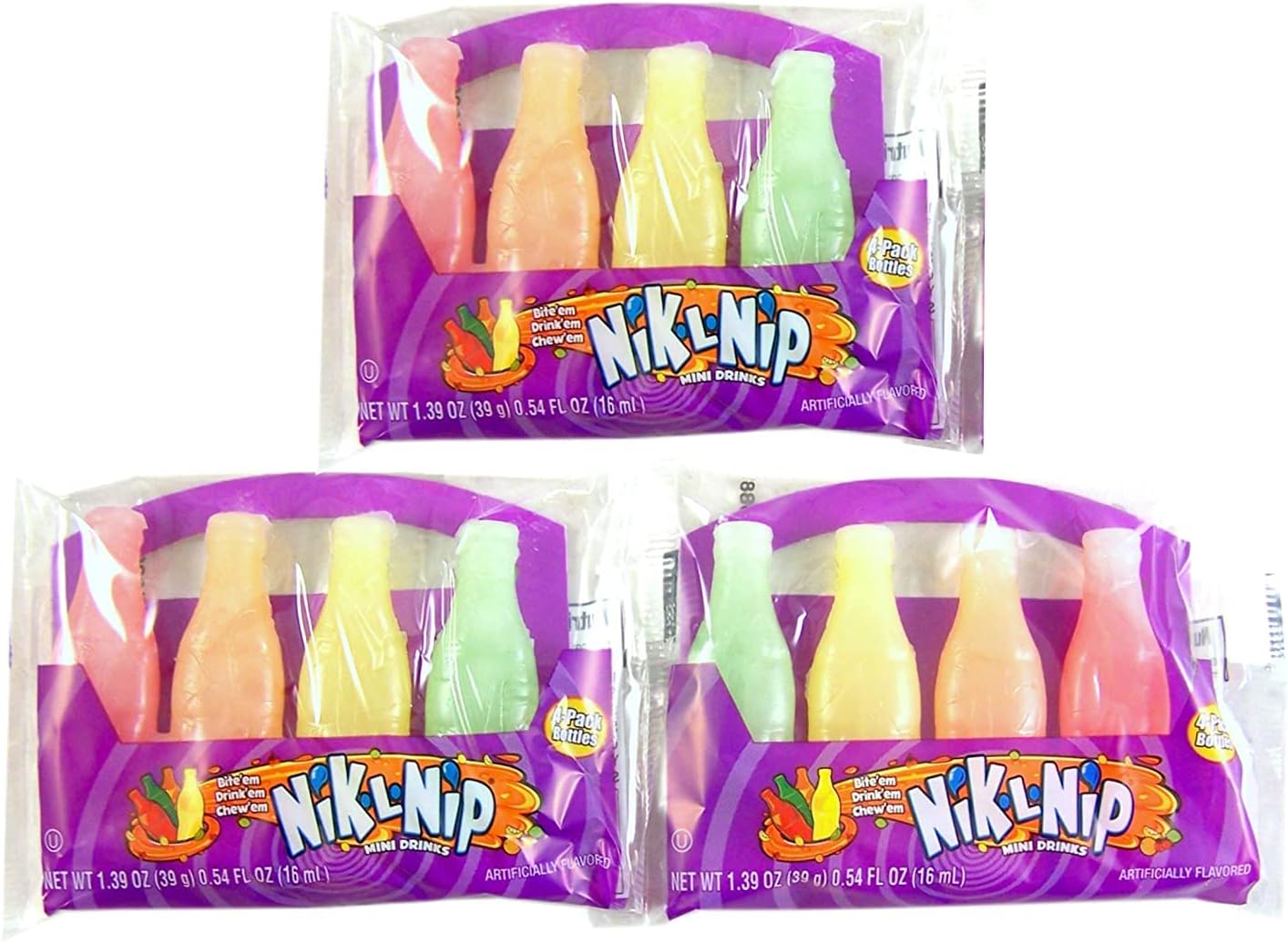 Nik-L-Nip Mini Drinks Candy, 1.39 Ounce, Pack of 3