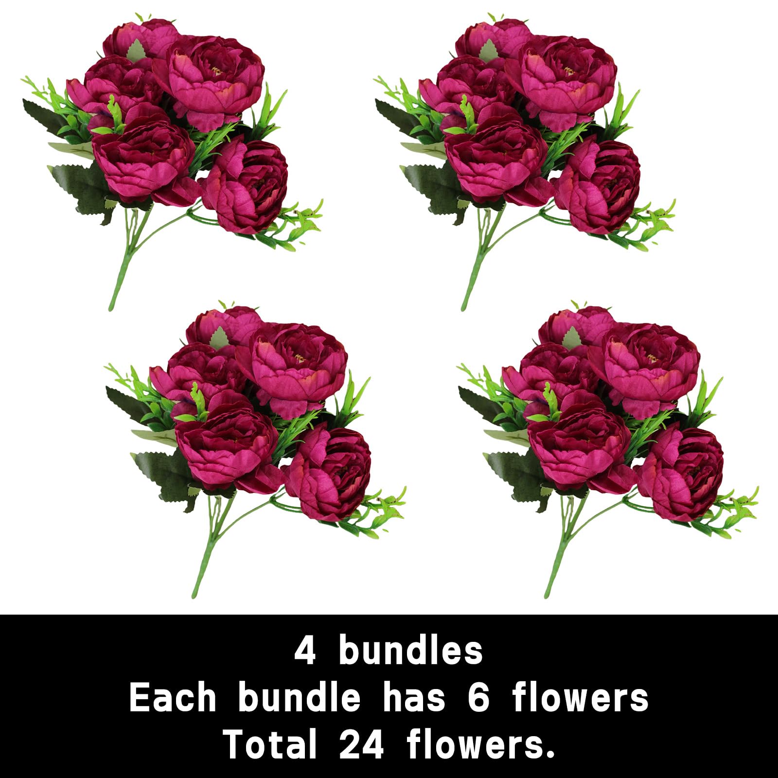 astylishome Fake Flowers for Decoration 24 Bouquet of Peony Artificial Flower Perfect for Wedding Bridal Party Home Office Decor Bouquets Craft Accessories 0806 - Image 2